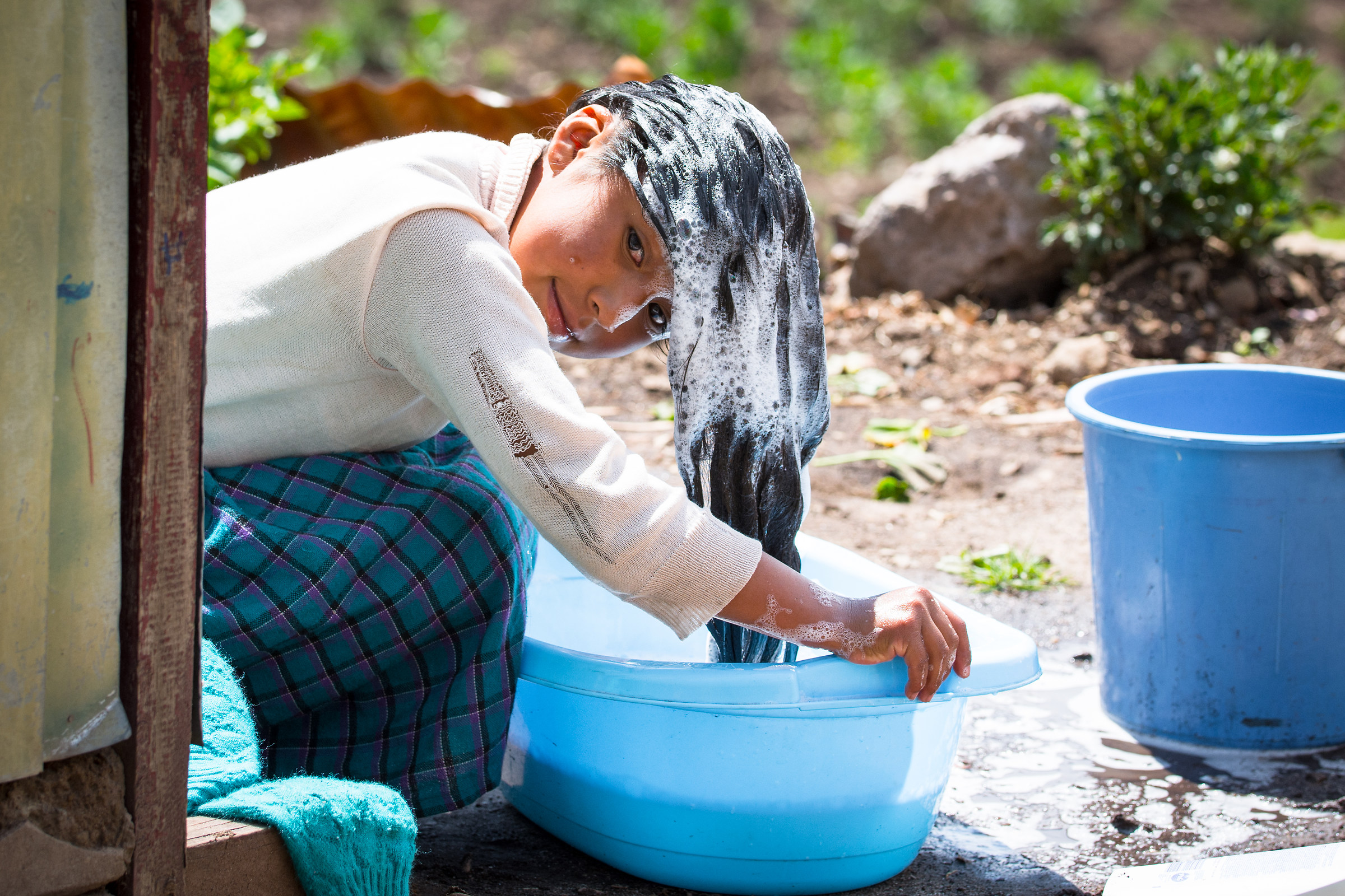Shampoo in the garden