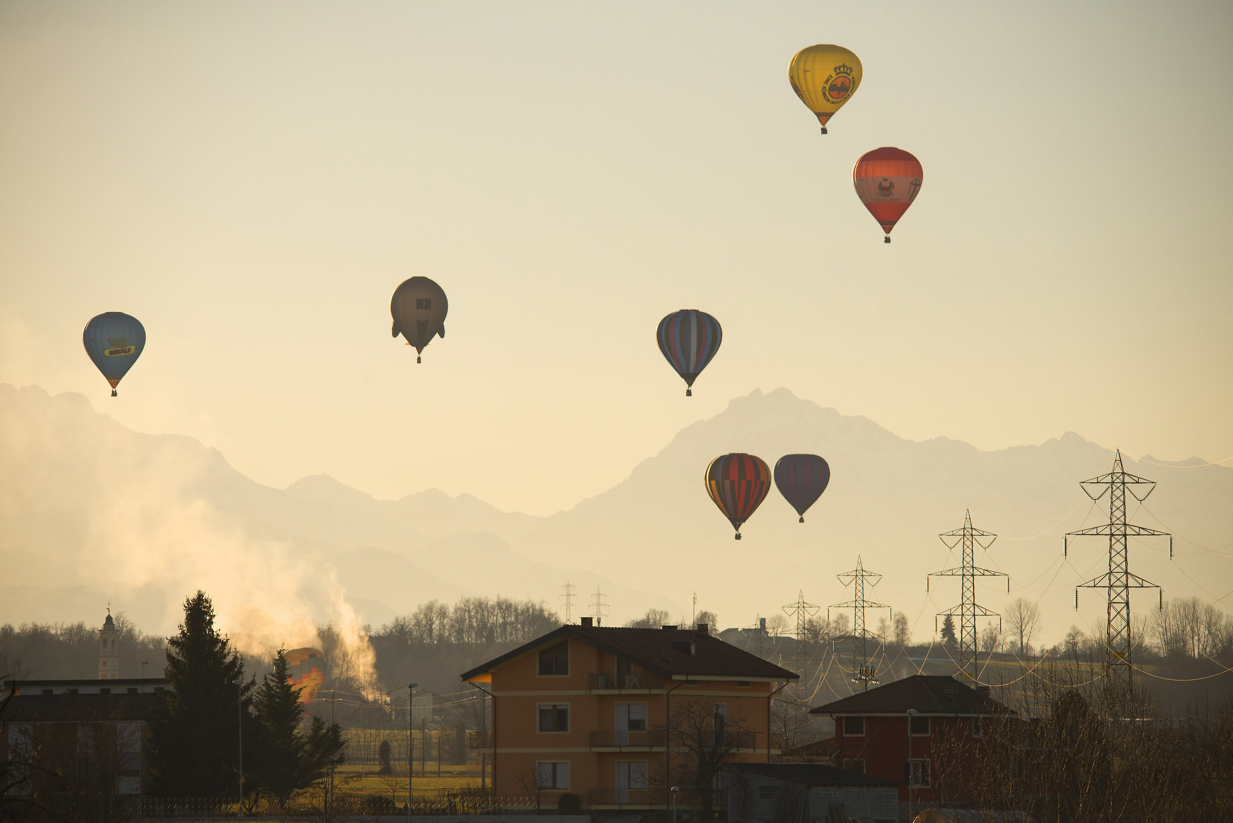 Balloons at sunset