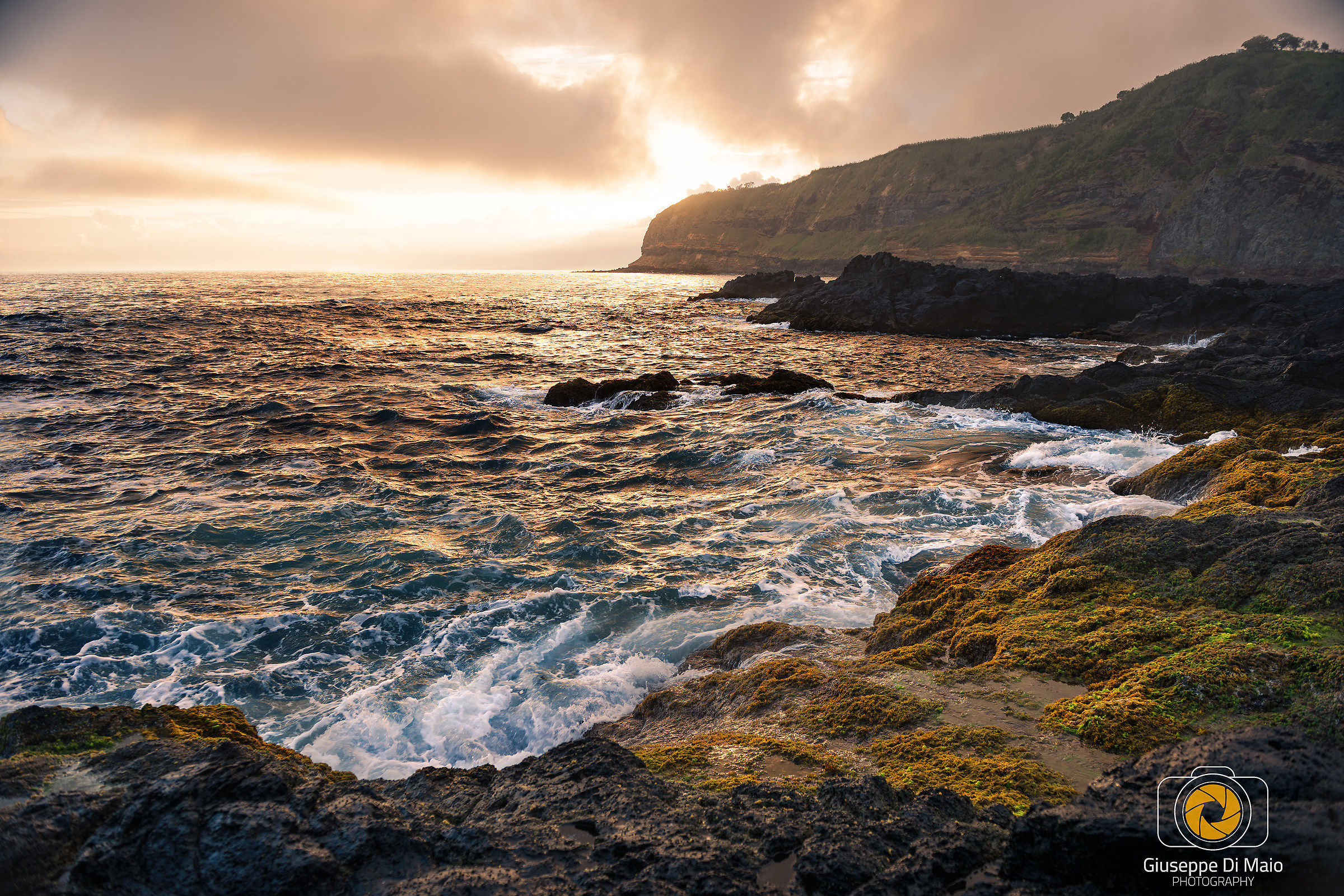 Atlatico sunset over the ocean, the Azores, Sau Miguel