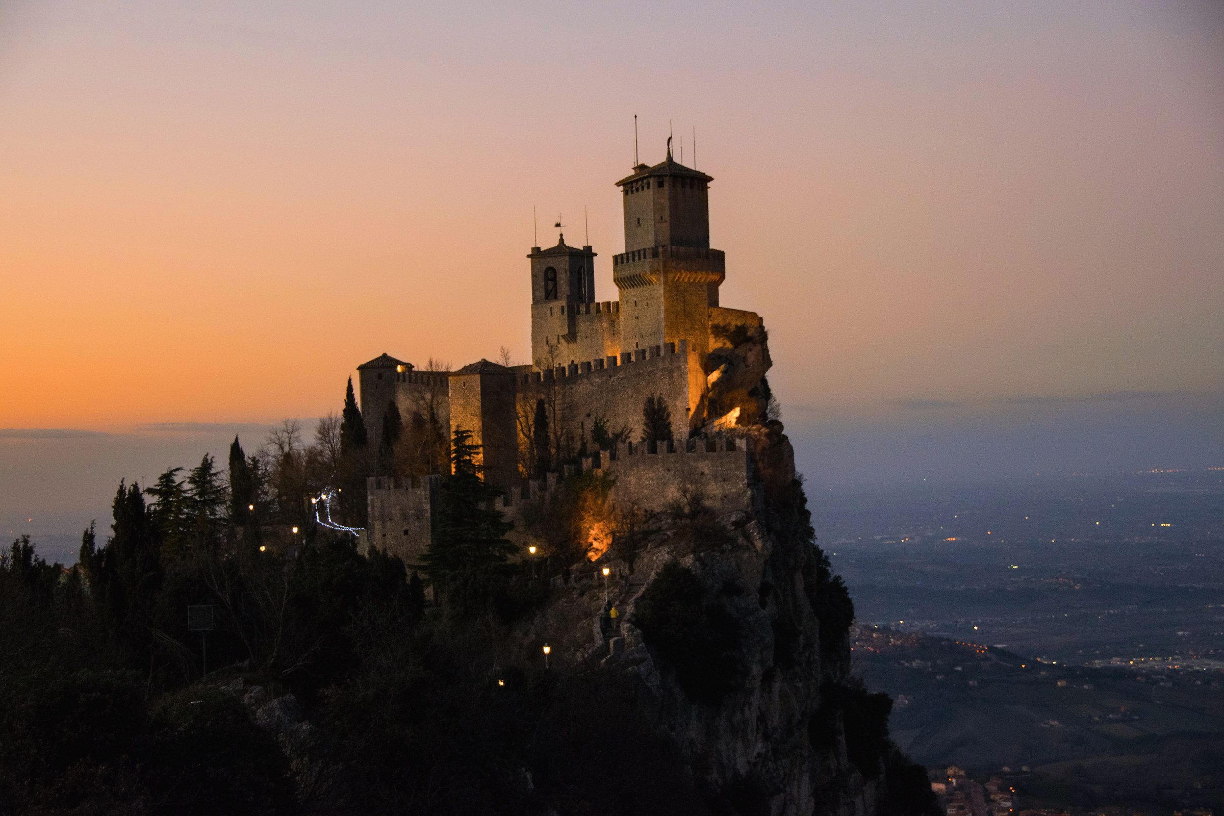 San Marino at dusk
