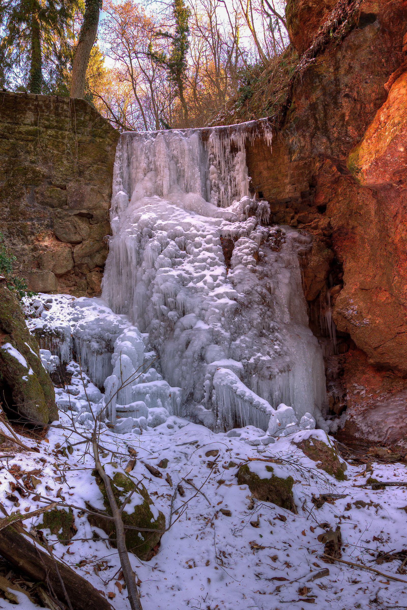 Waterfall behind the house ... that cold!