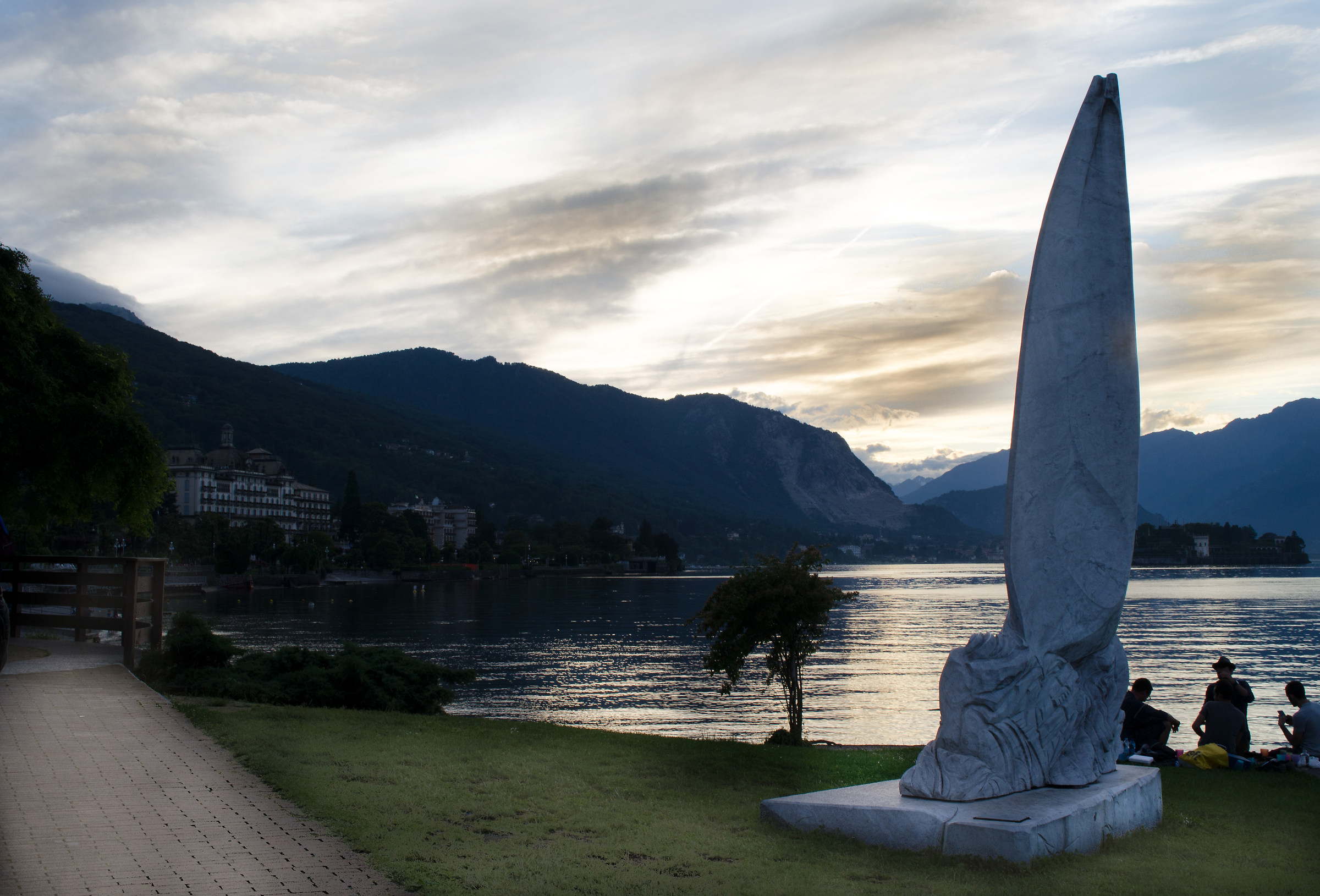 into the sunset at the lake