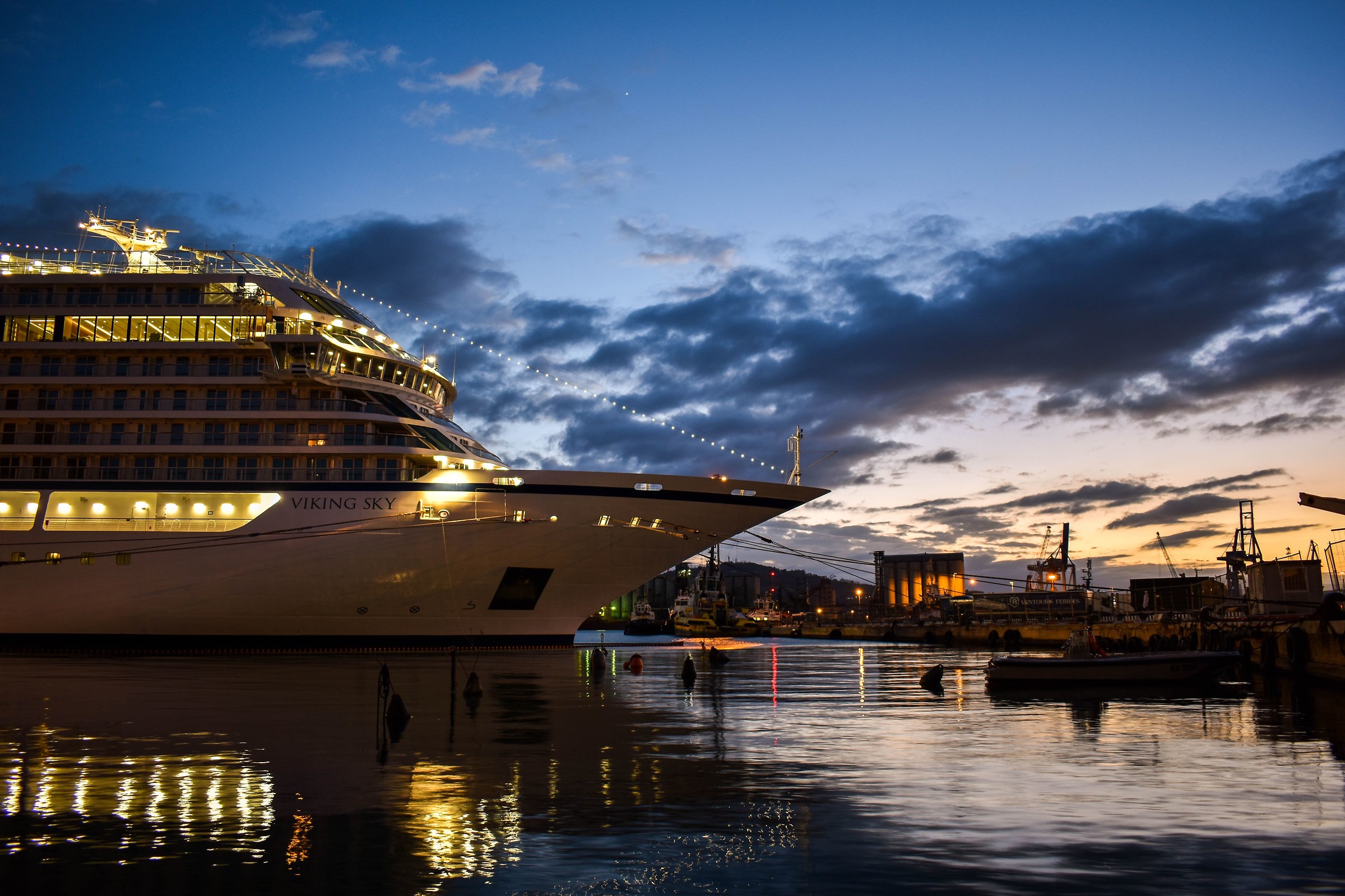 Viking Sky and the sunset