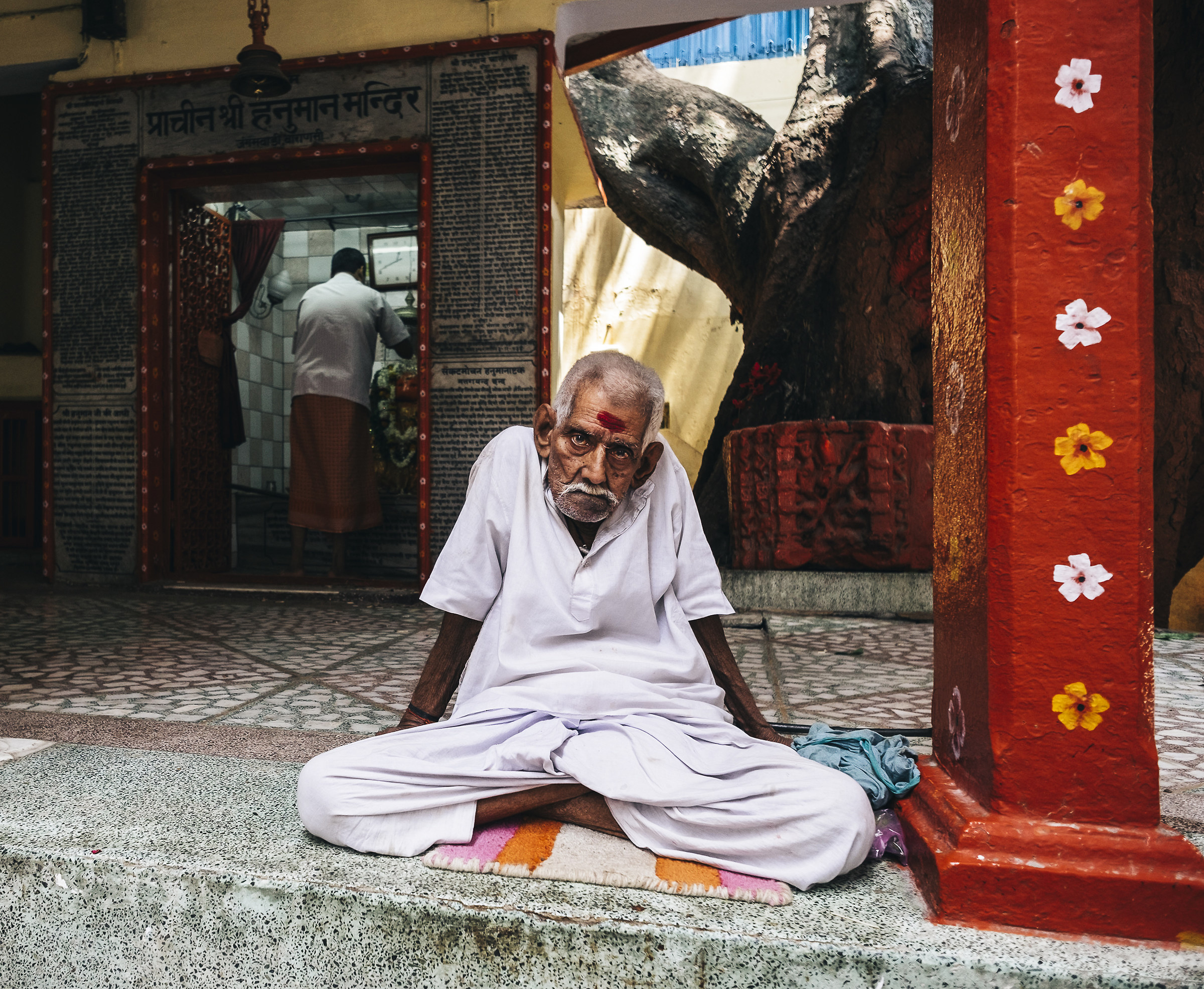 Stretching in the street