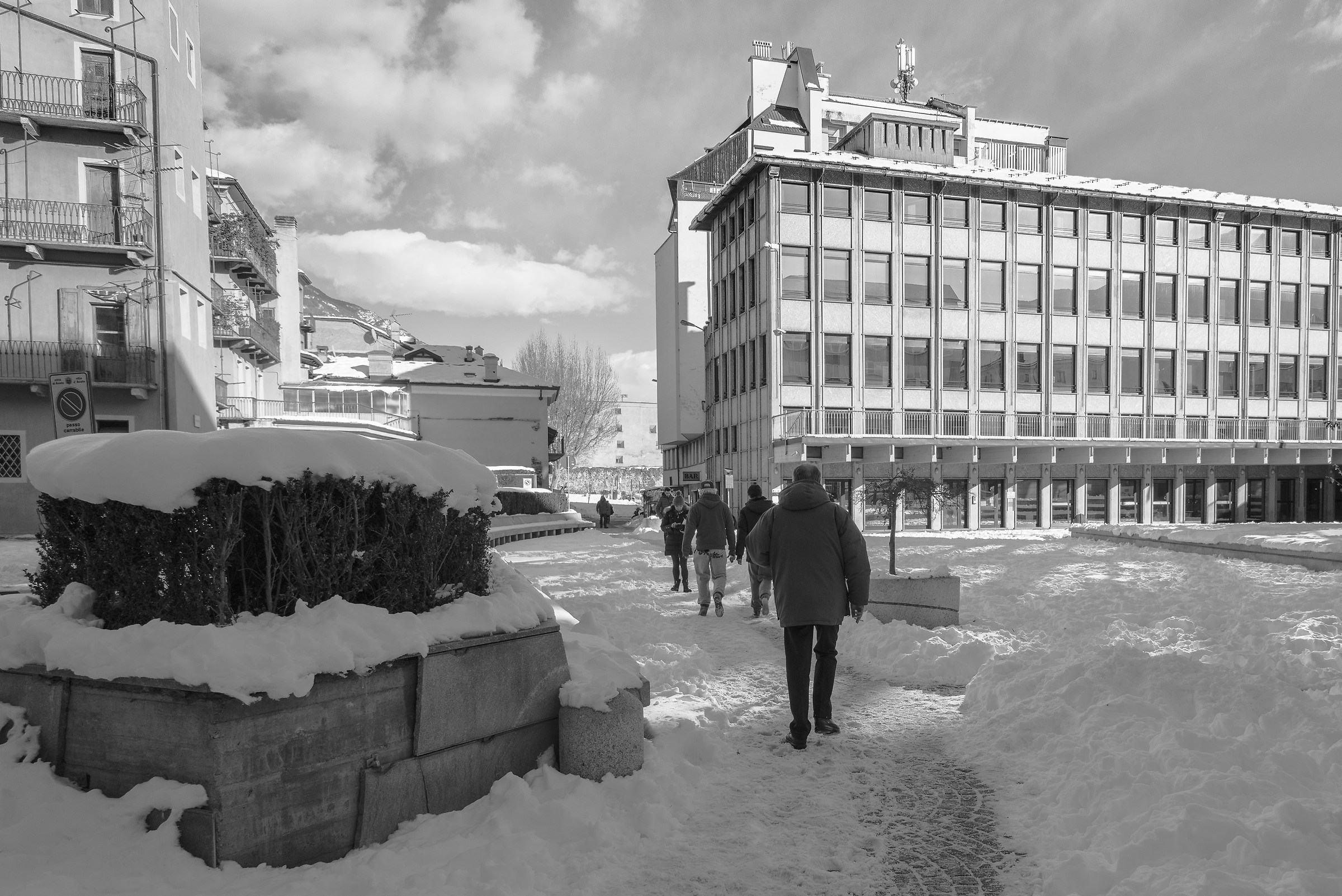 Aosta, Piazza Narbonne sotto la neve