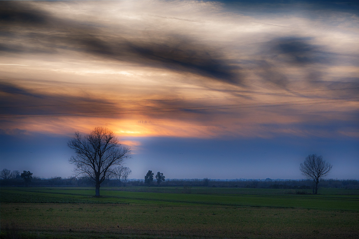 Sunset on the Pontine Marshes