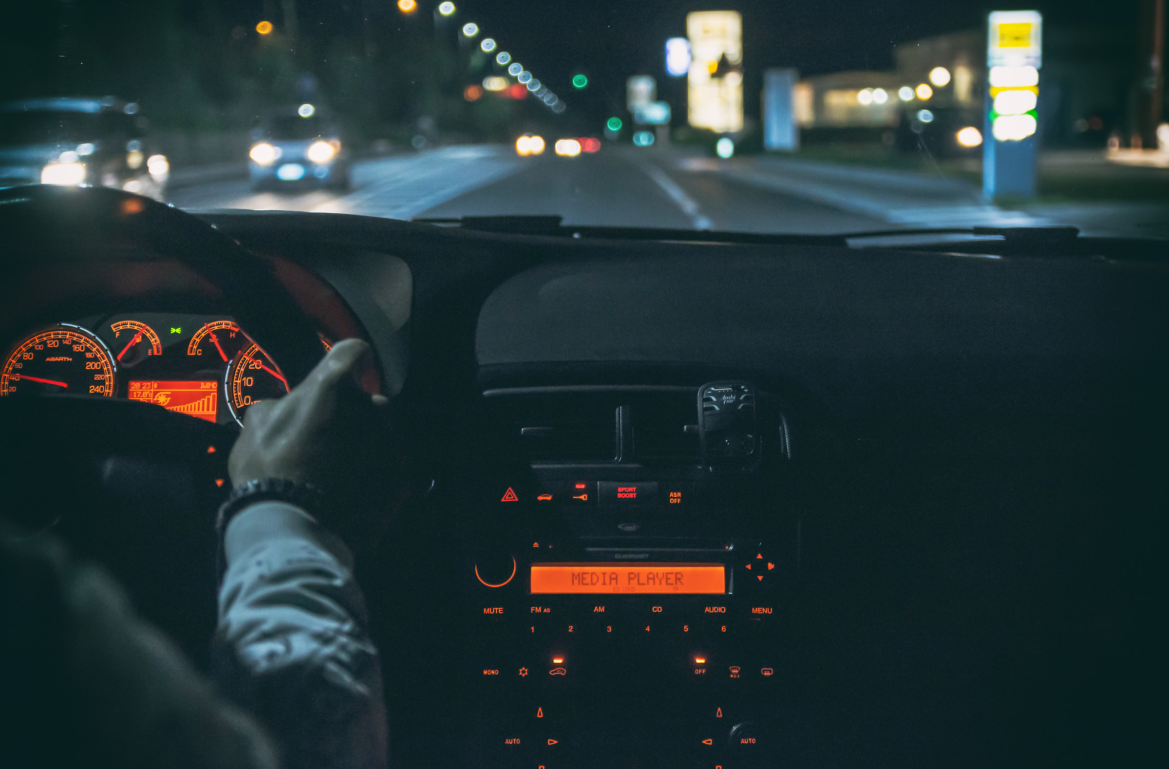 Driving in the night.