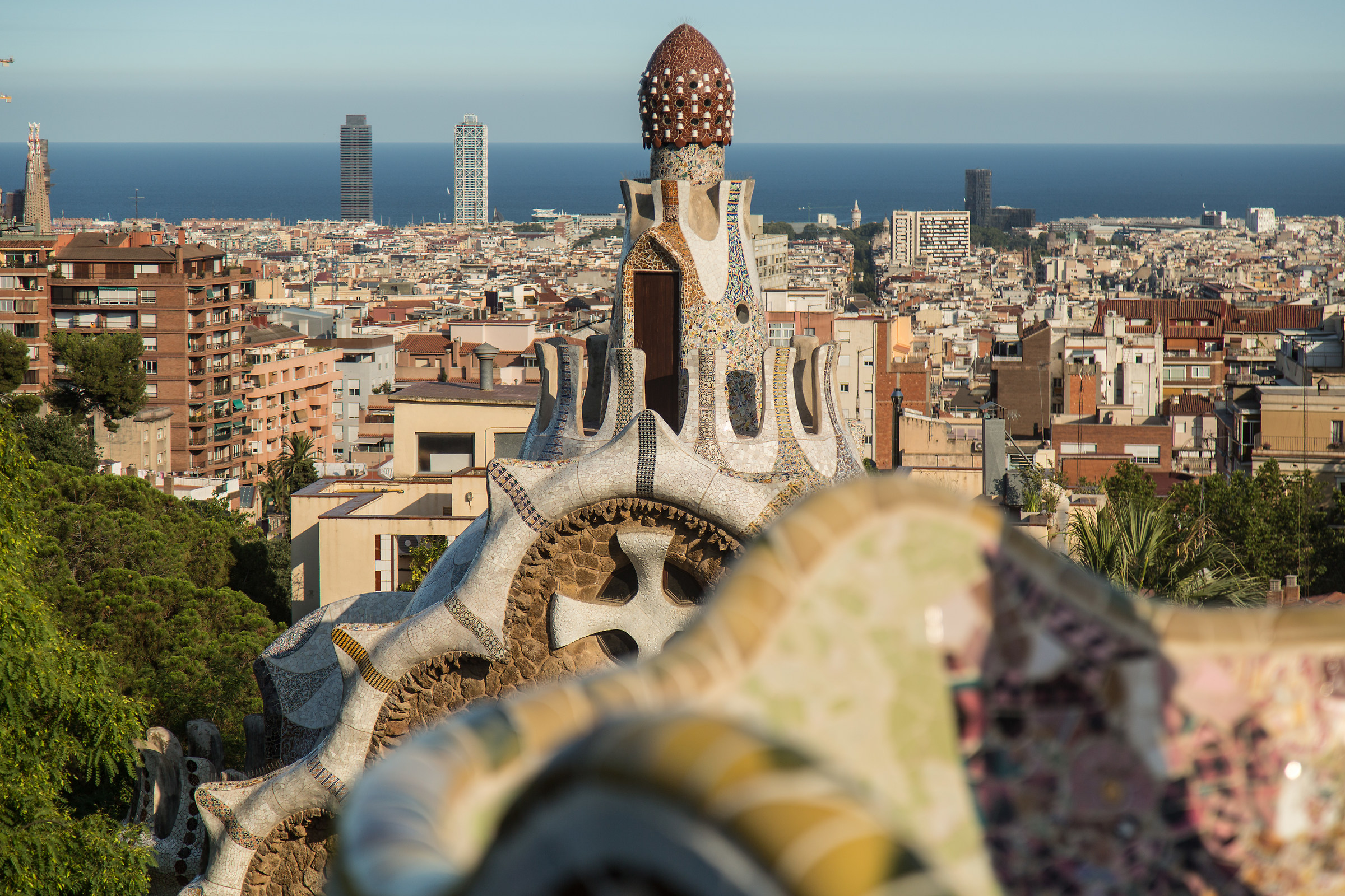 The sea of ??Barcelona from Park Guell. (Summer, 2016)