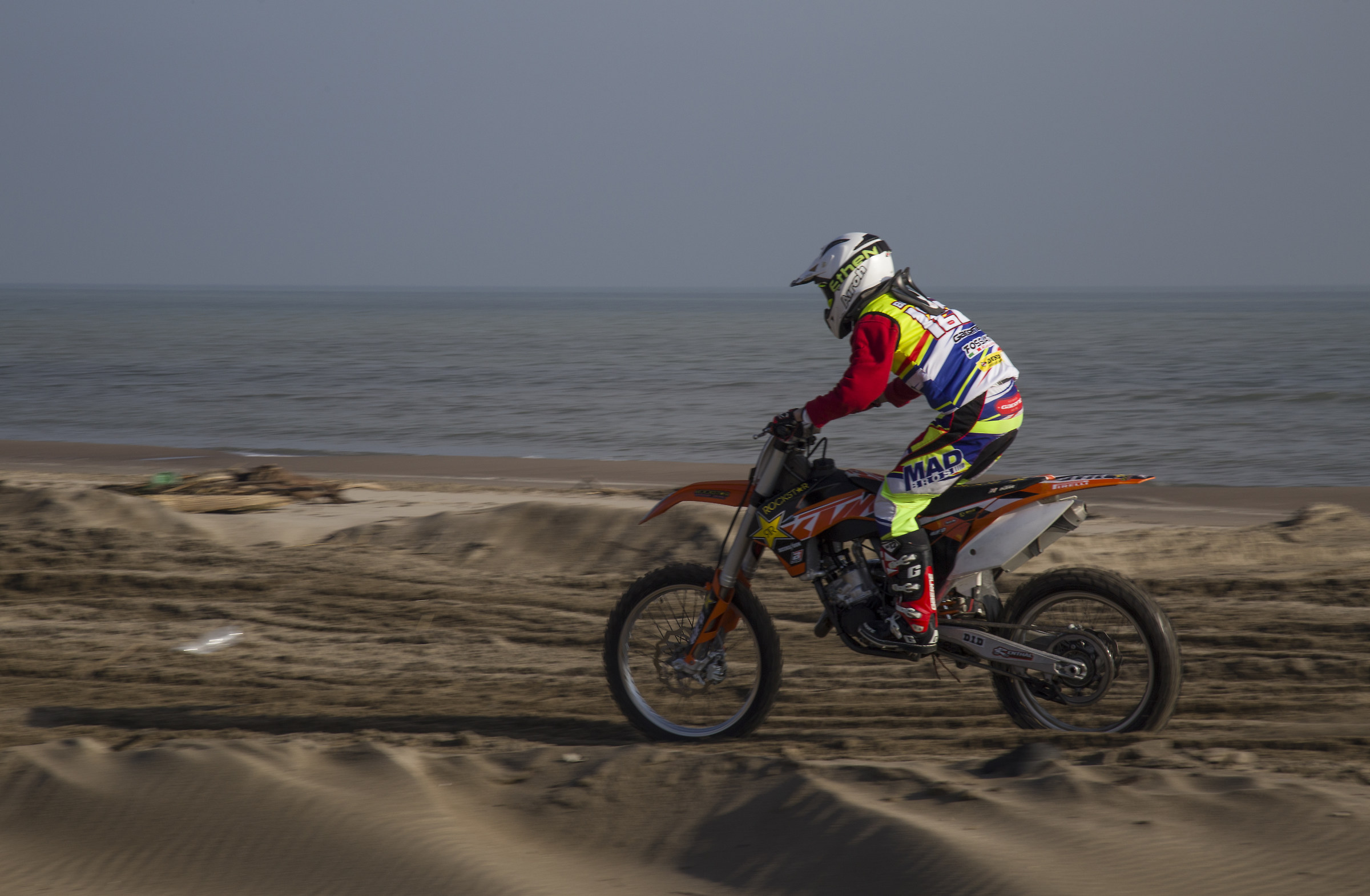 Motocross on the beach in rosolina sea