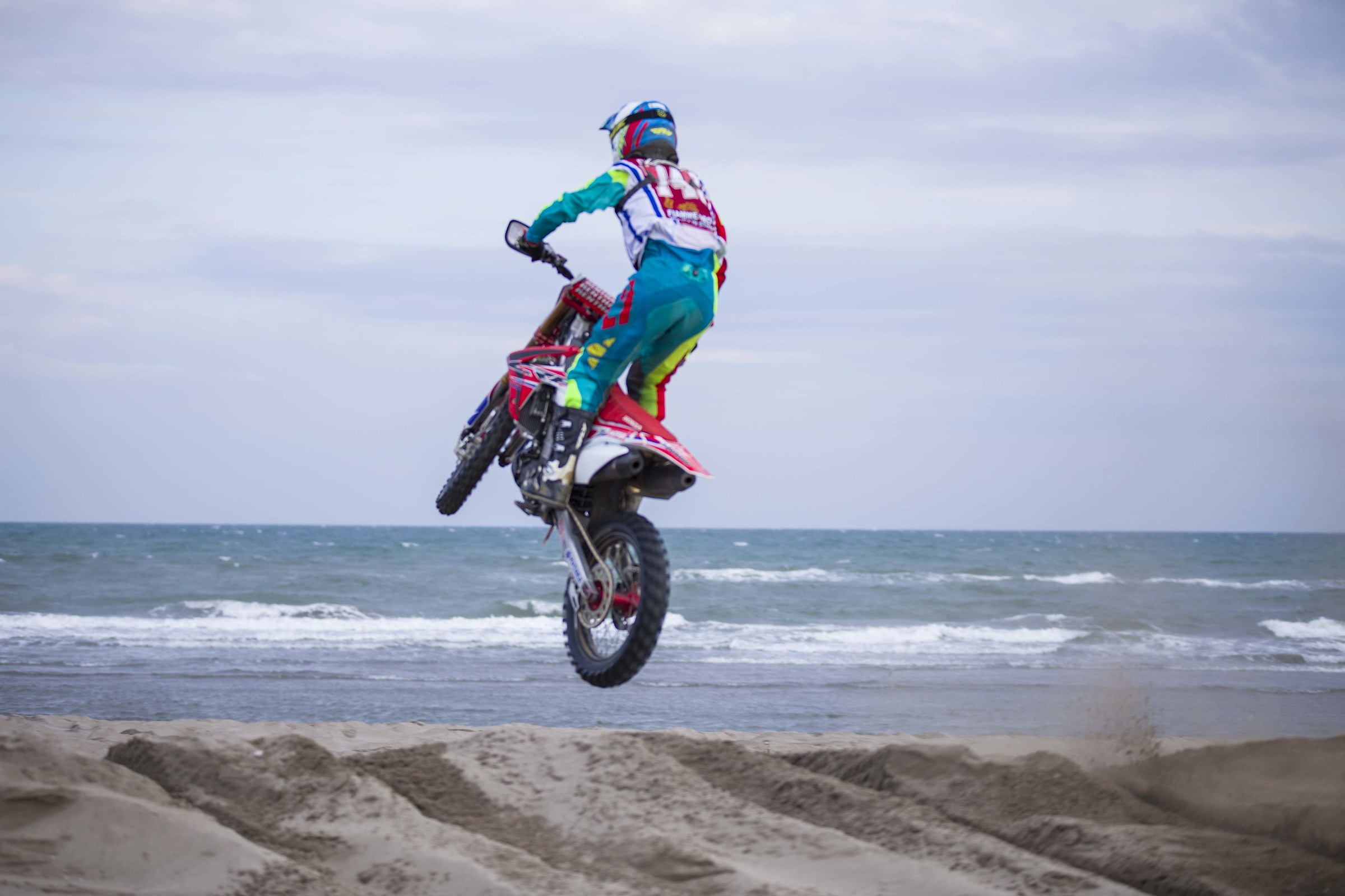 Motocross on the beach in rosolina sea