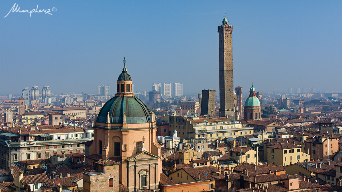 The two Towers view from San Petronio