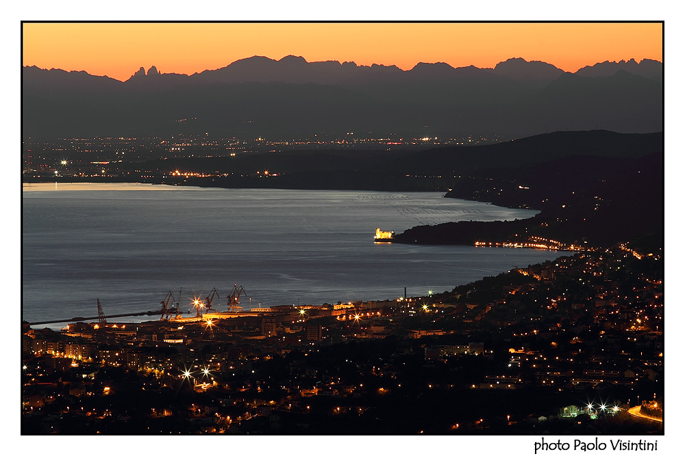 Panorama of Trieste at sunset