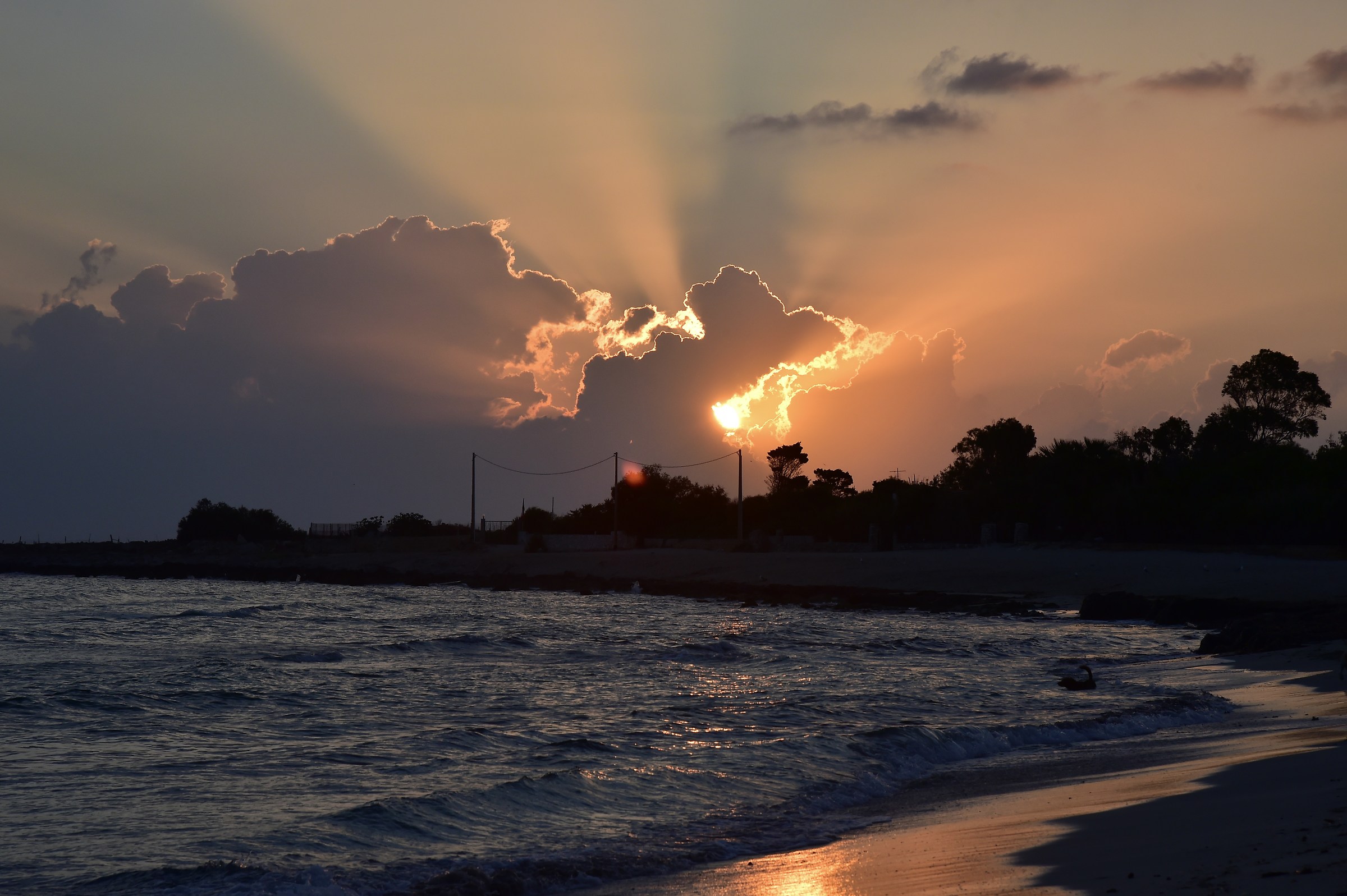 The first lights on the beach of San Vito Lo Capo