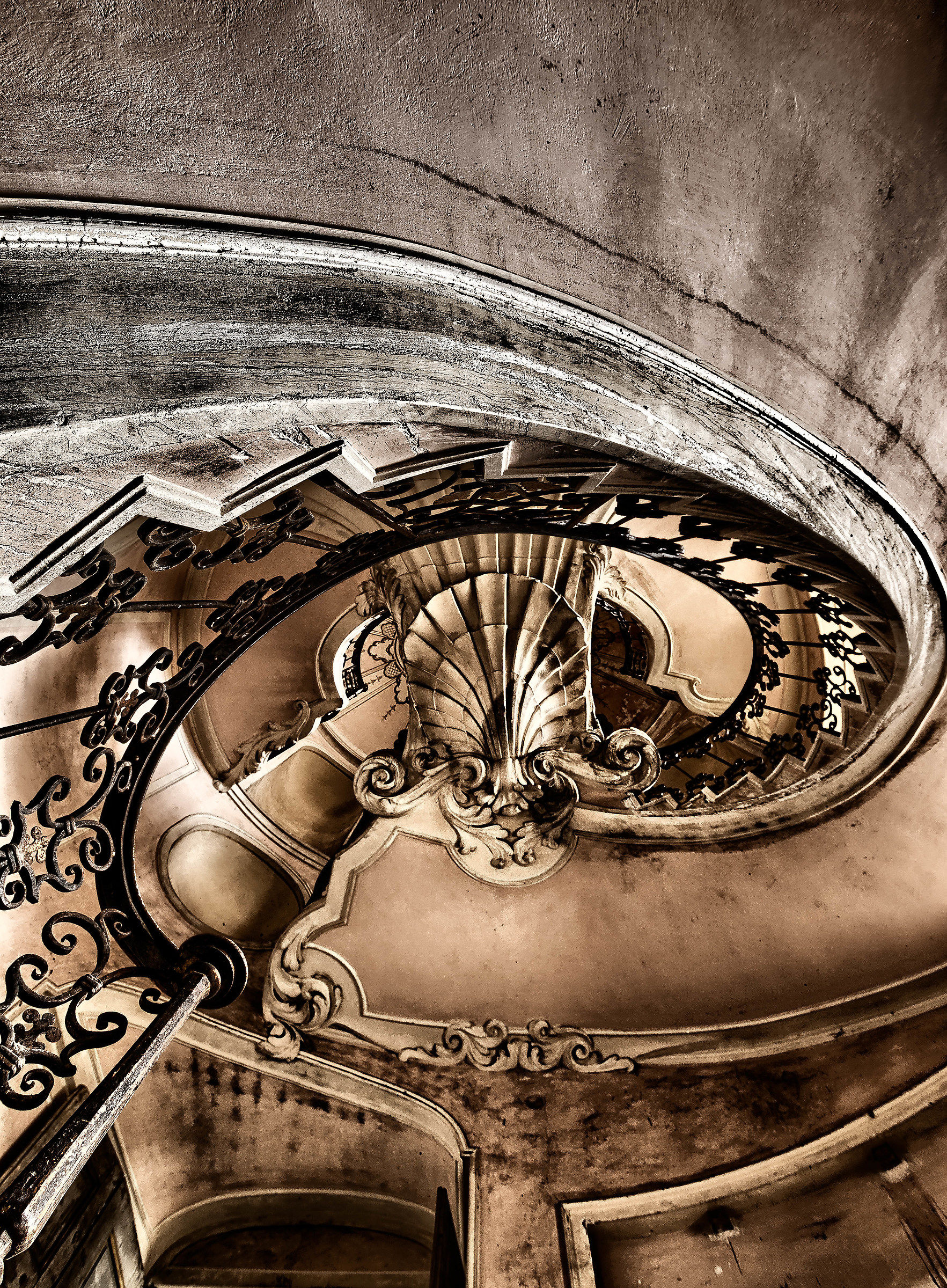 The stairs of Villa C.