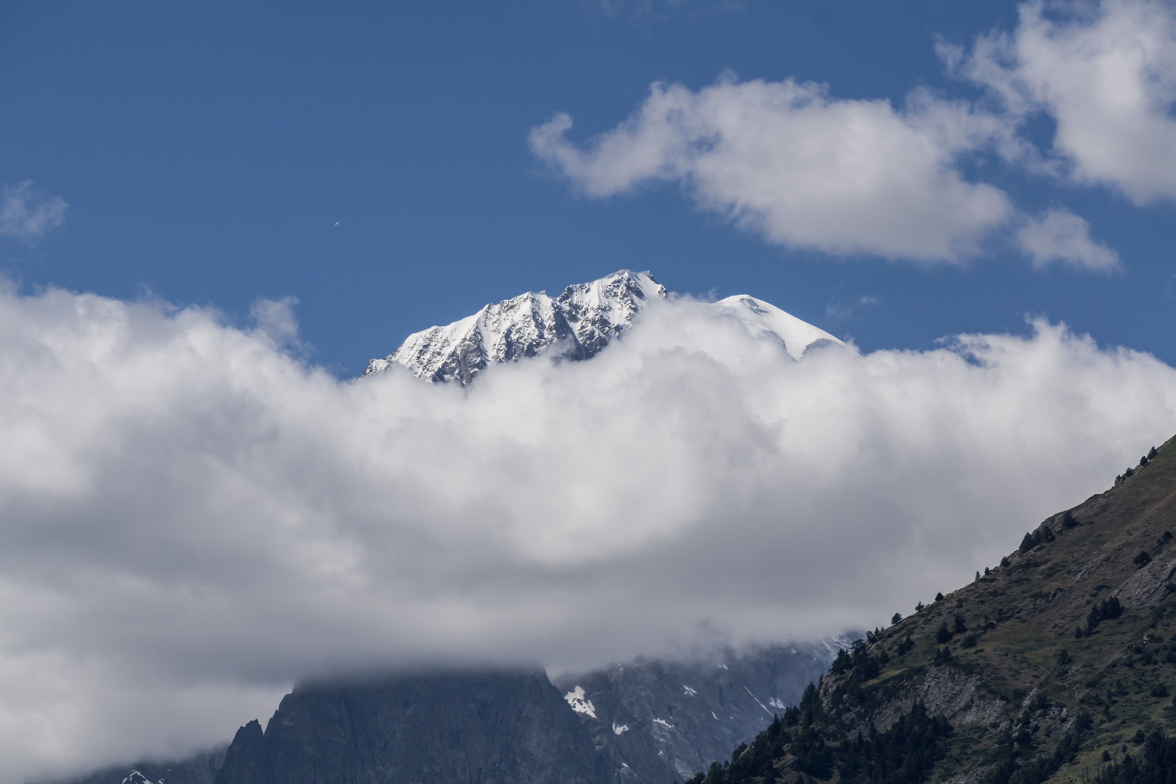summit of Mont Blanc from La Salle