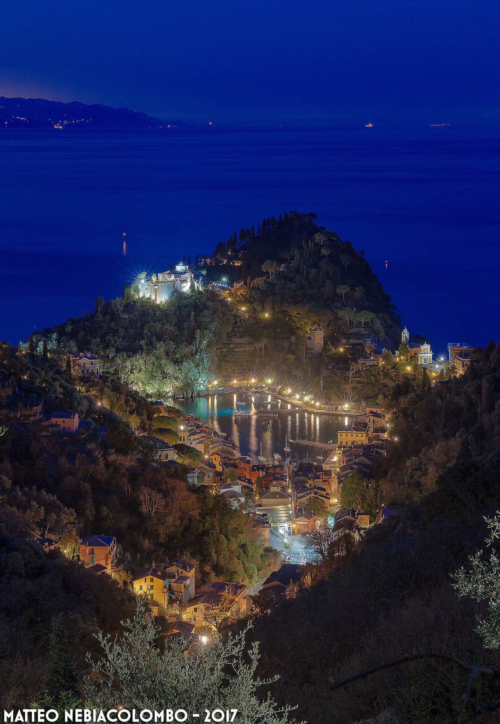 Night falls on Portofino