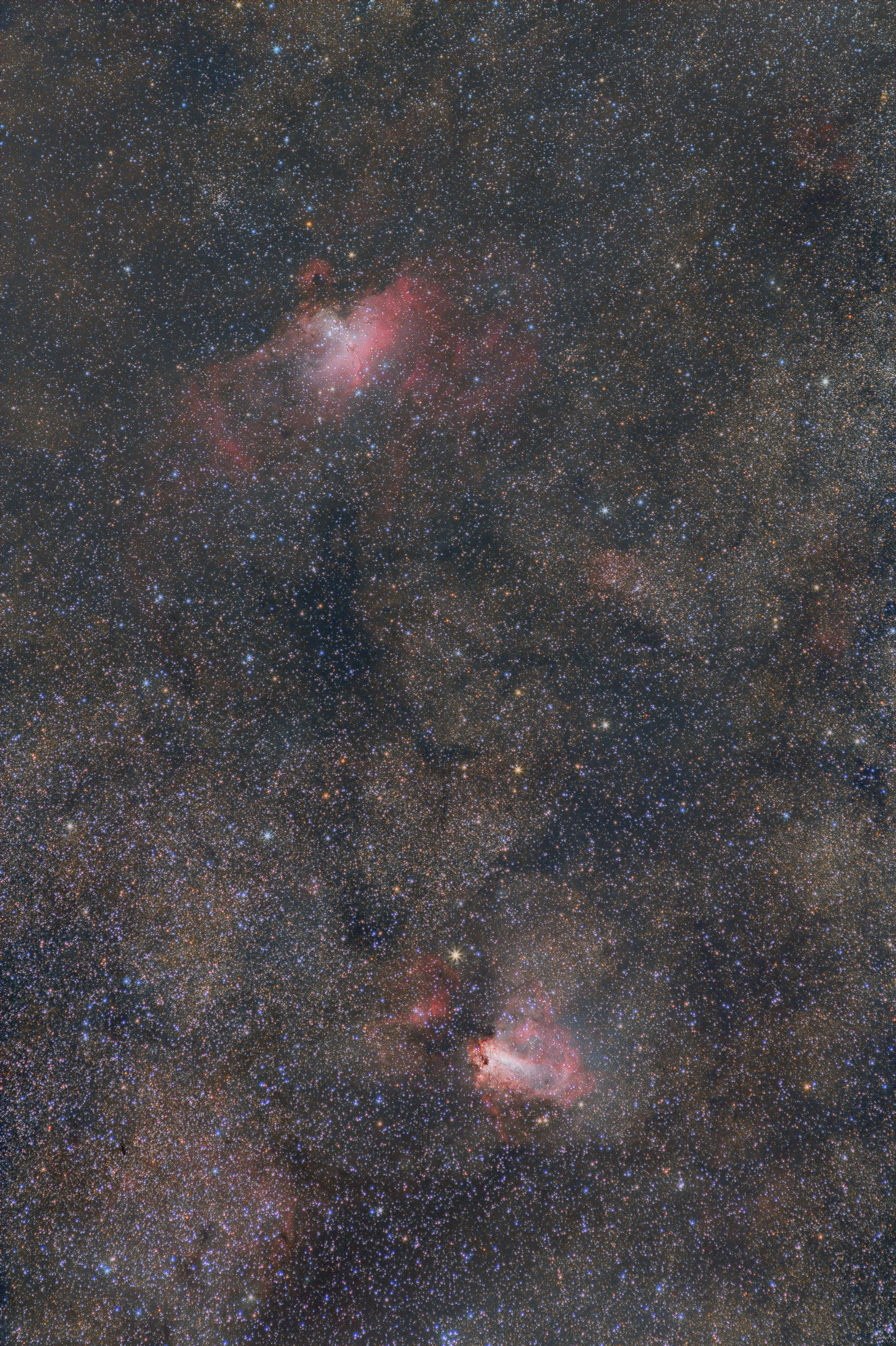 Eagle Nebula M16 and M17 Omega Nebula Wide-field ...