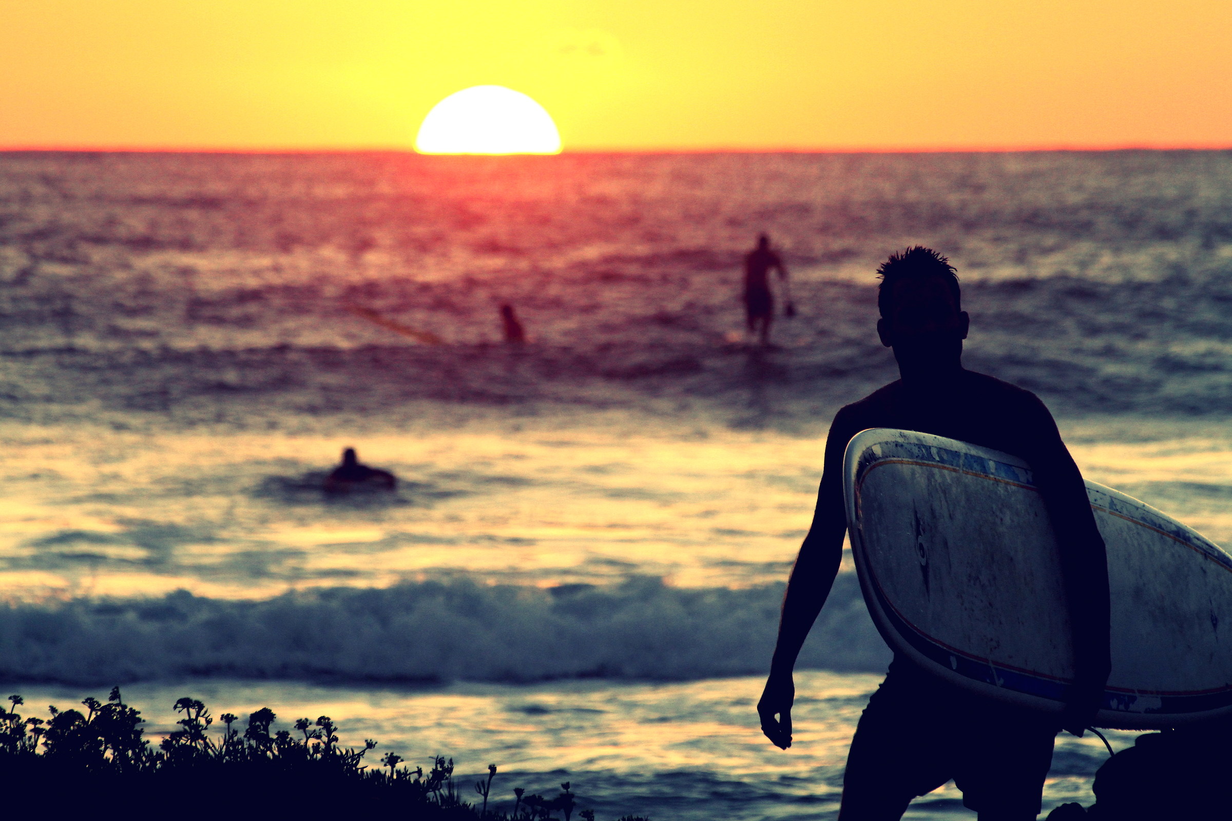 beach iron harbor sunset