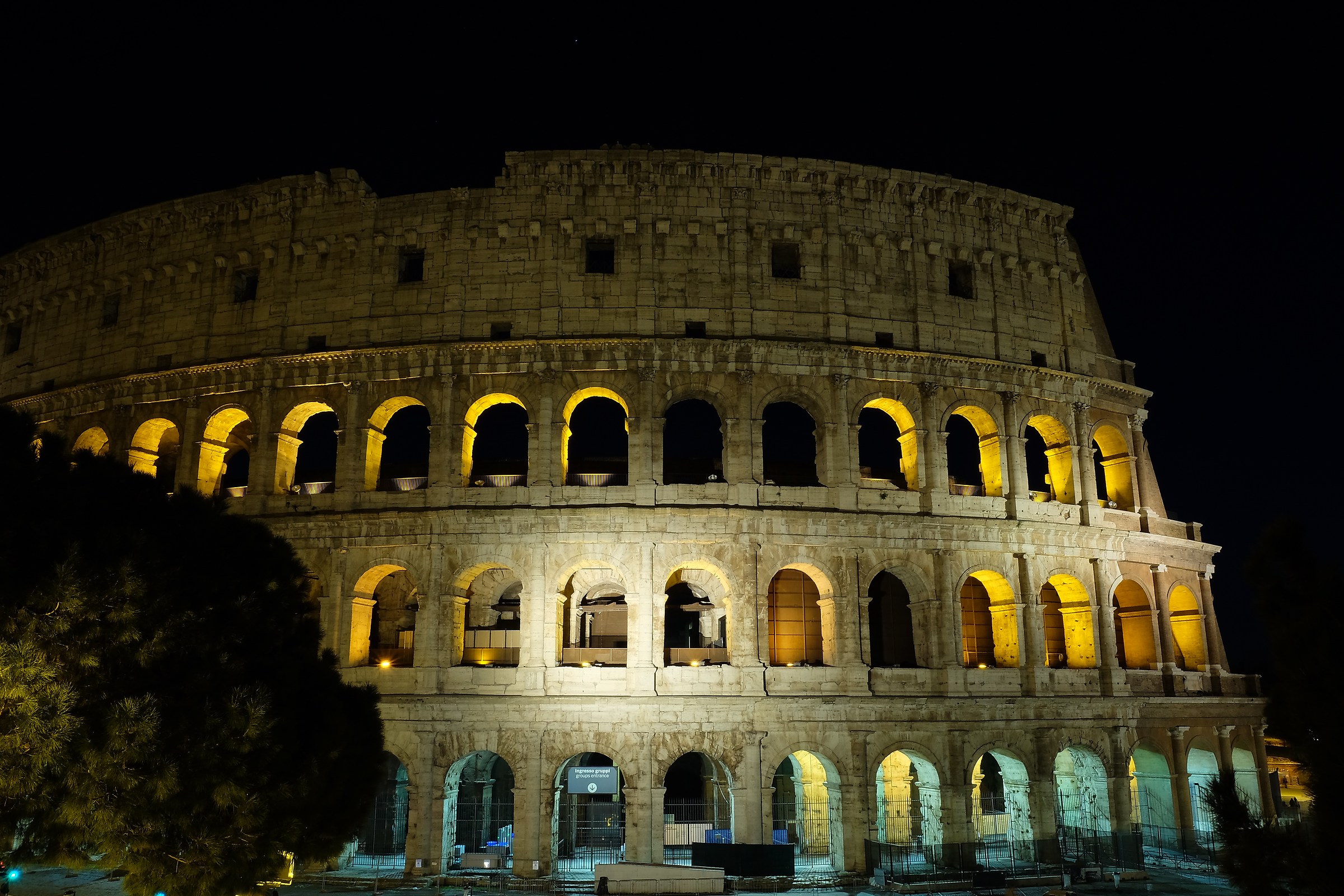 The light of the night over the Colosseum