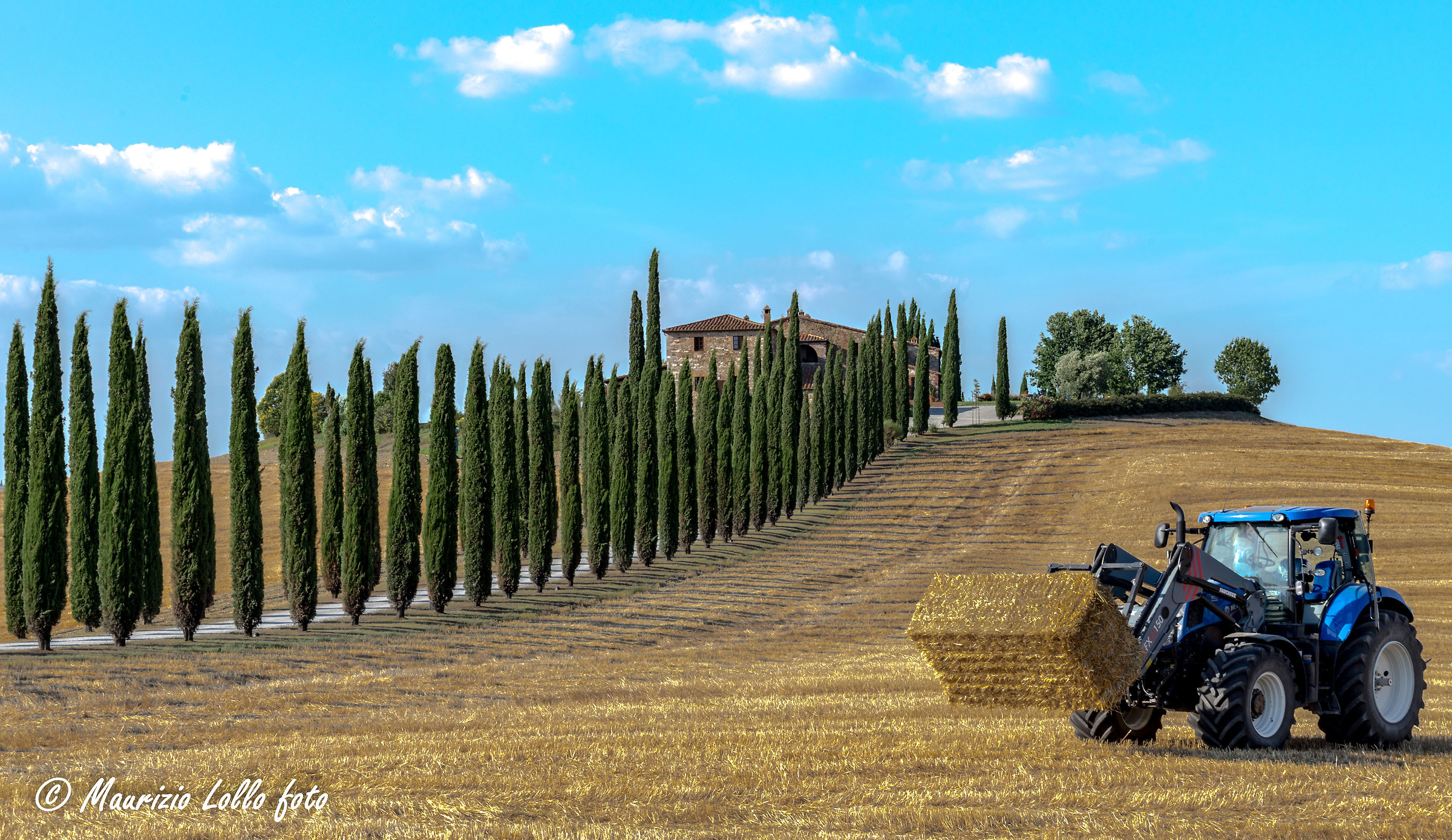 Tractor abandoned in a golden field