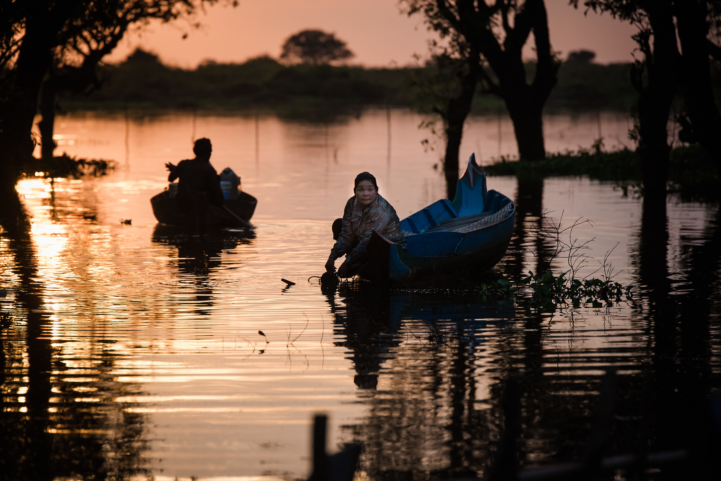 Fishing at sunset