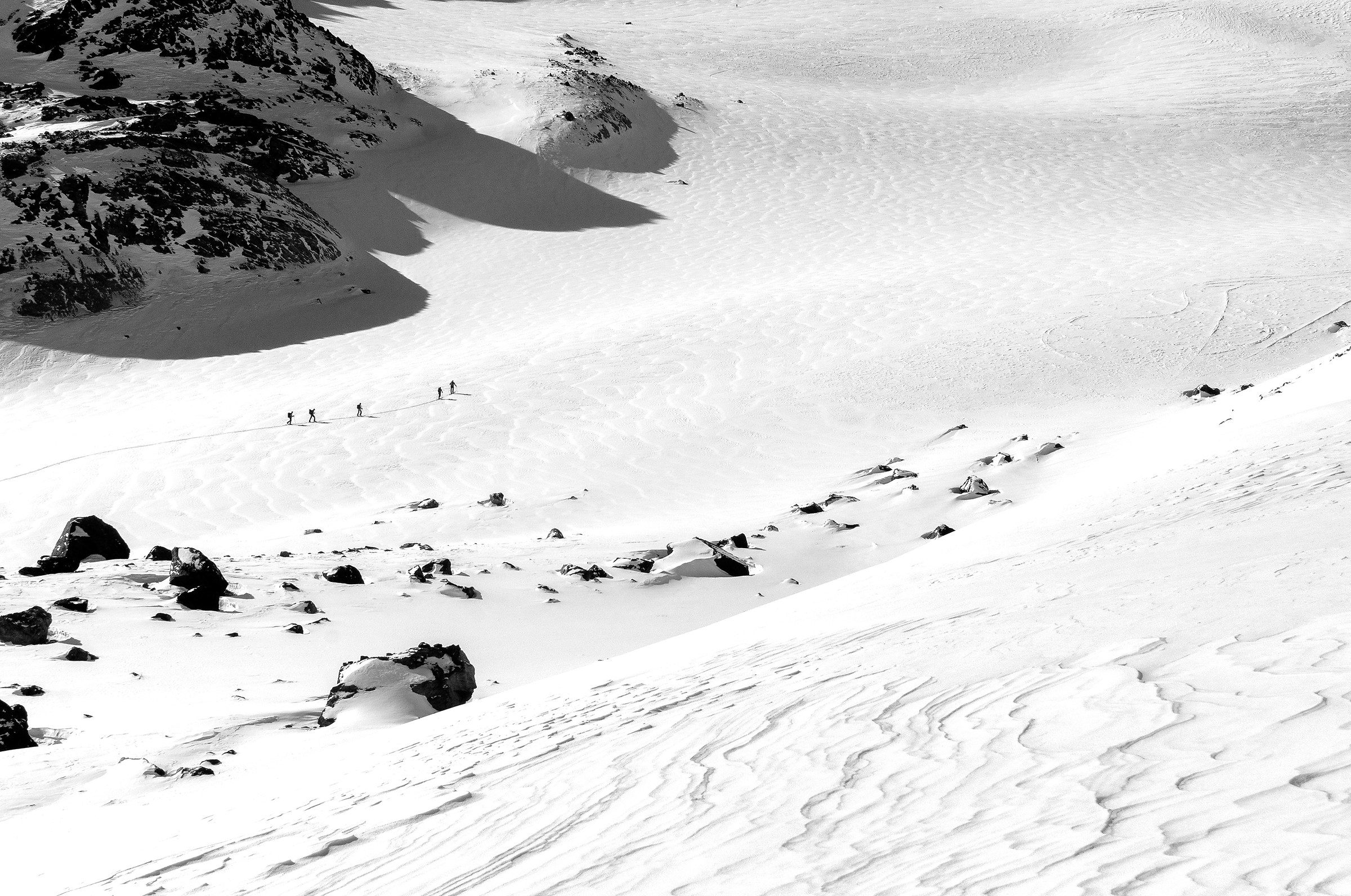 Walking in a white sea.