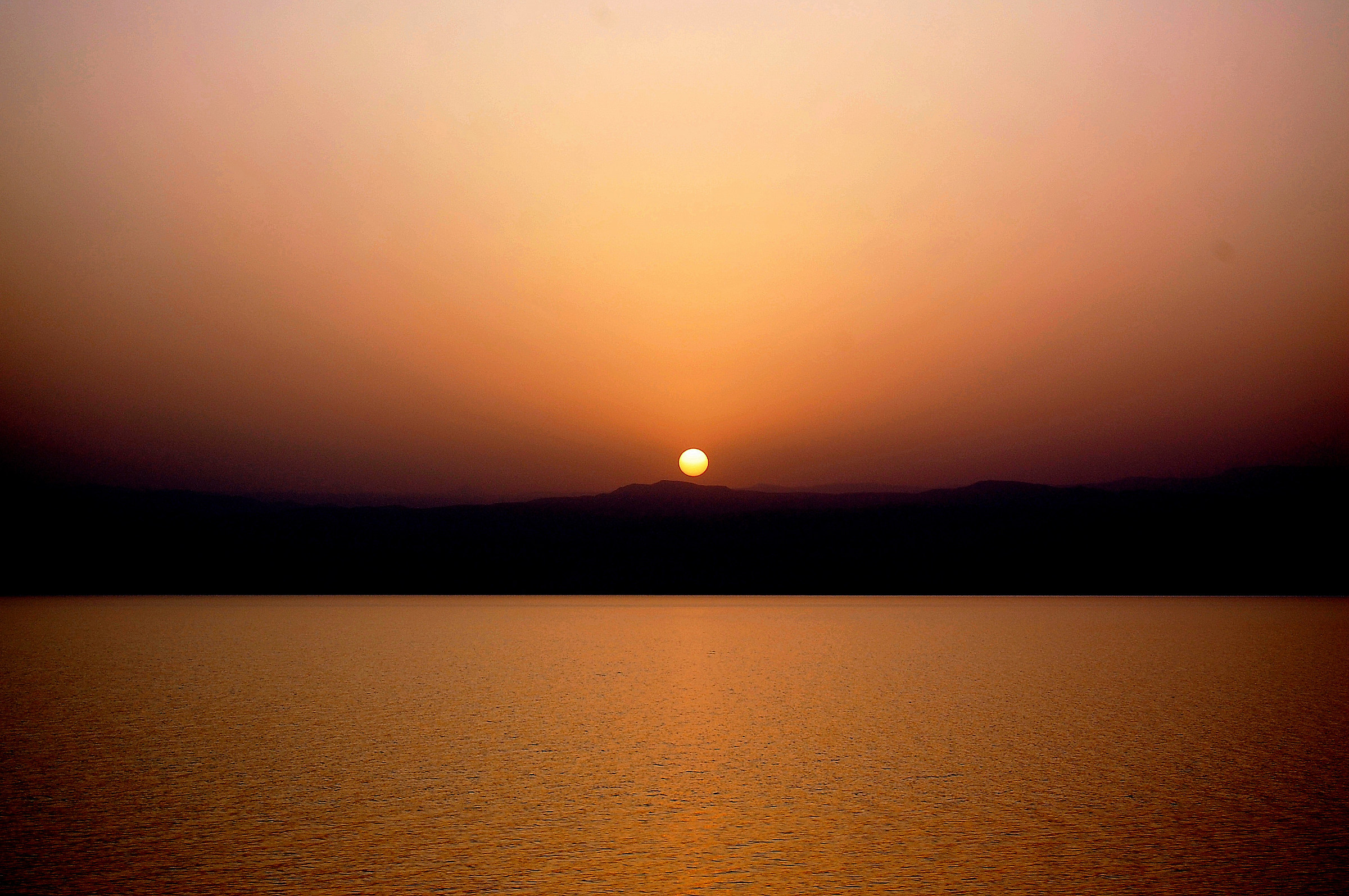 Jordan sunset on Dead Sea