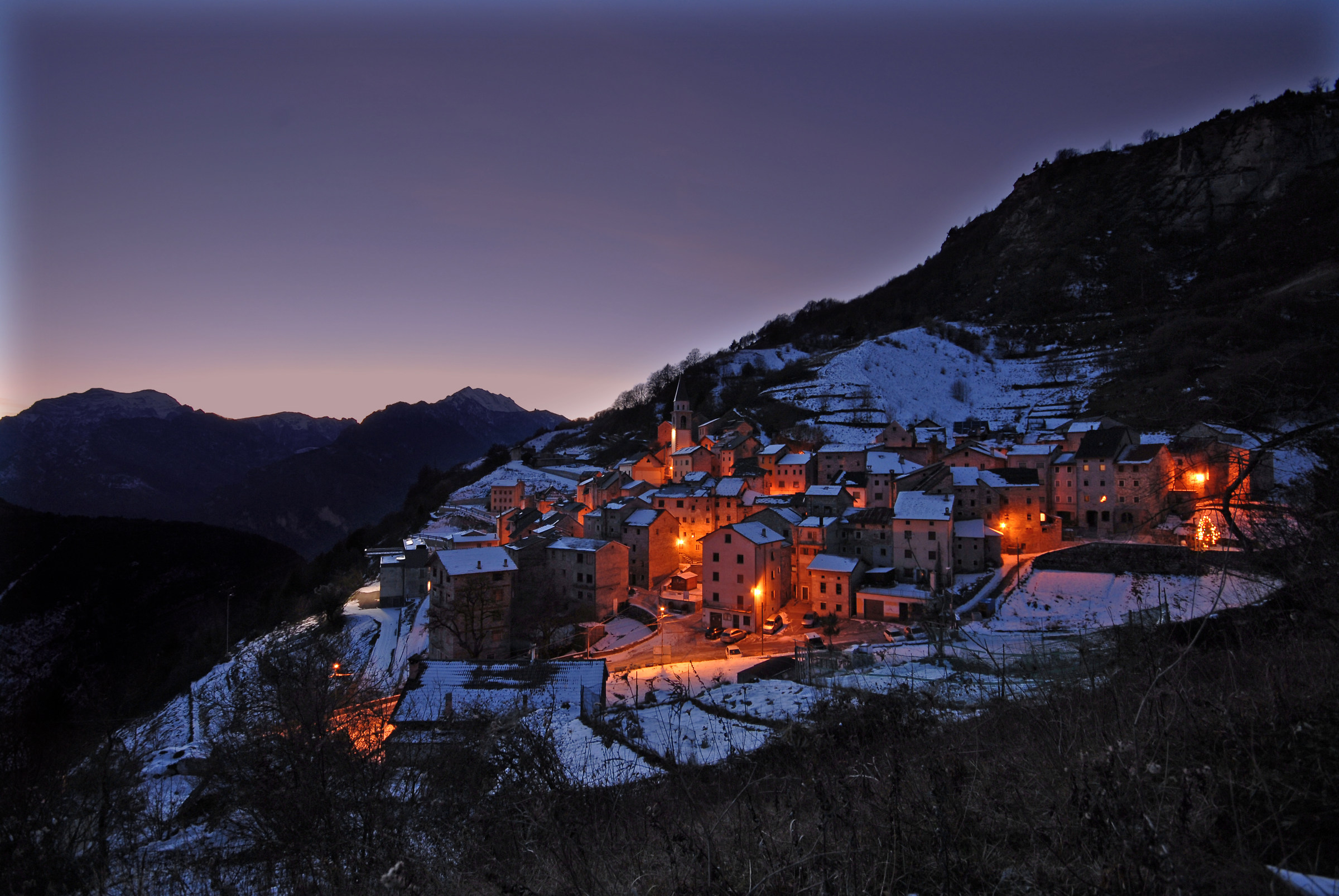 The village of Casso, above the lake of Vajont