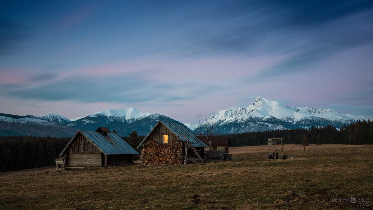Cottages under the Krivan mountain