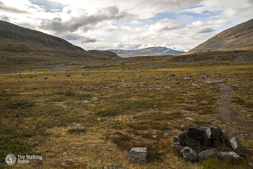 Path and wild fireplace on a mountain pass