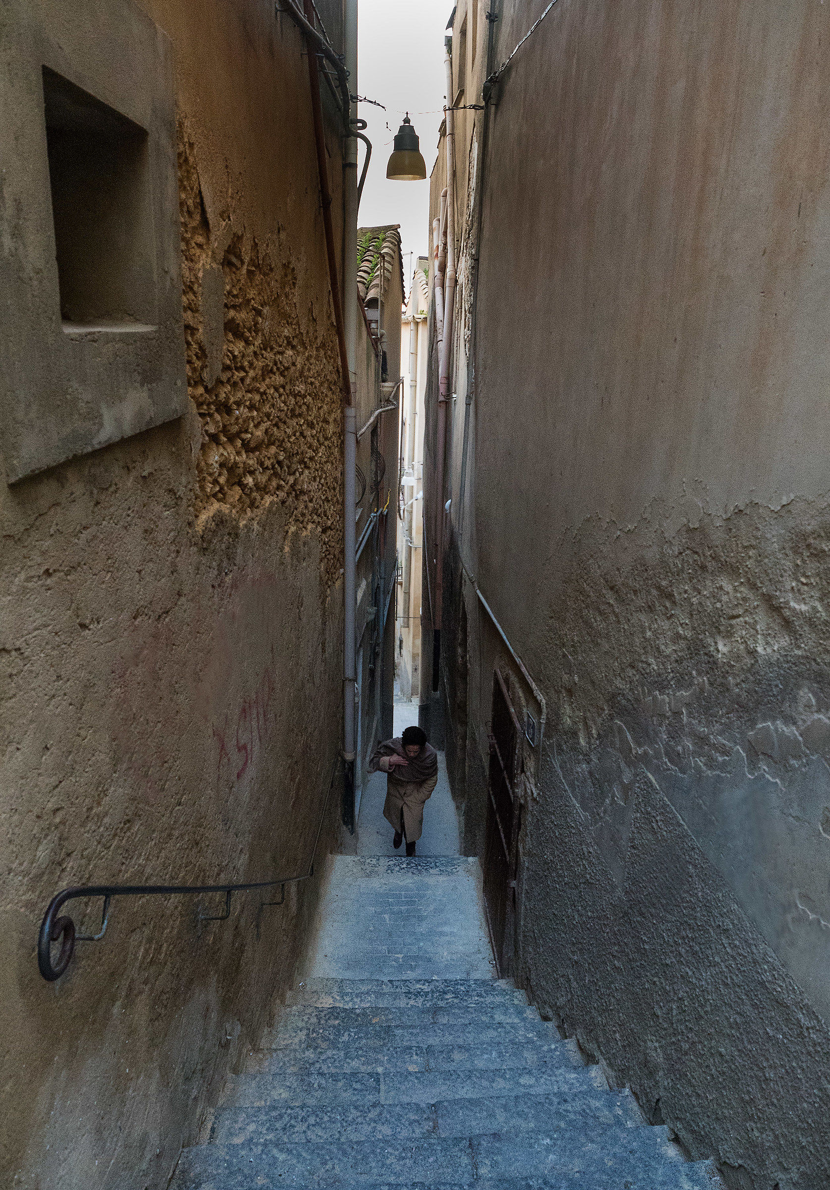 The narrow street ..