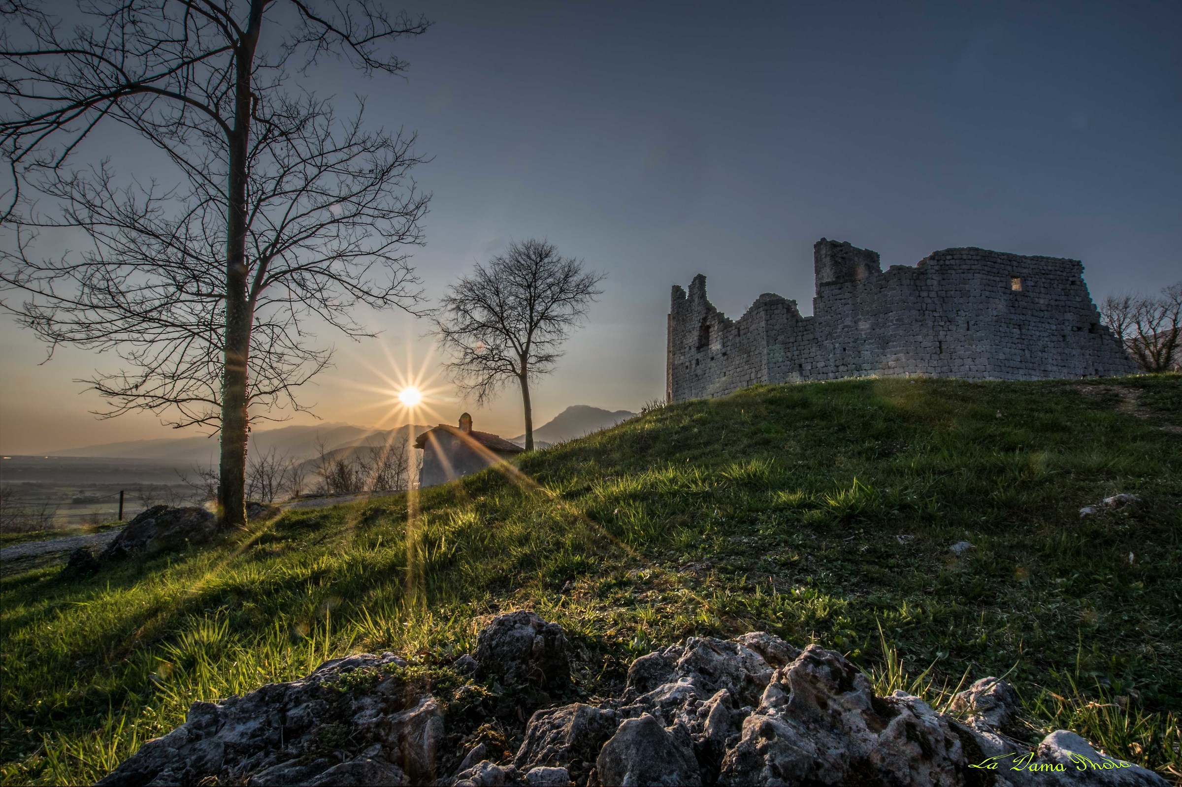 sunset at Toppo castle (pn), italy