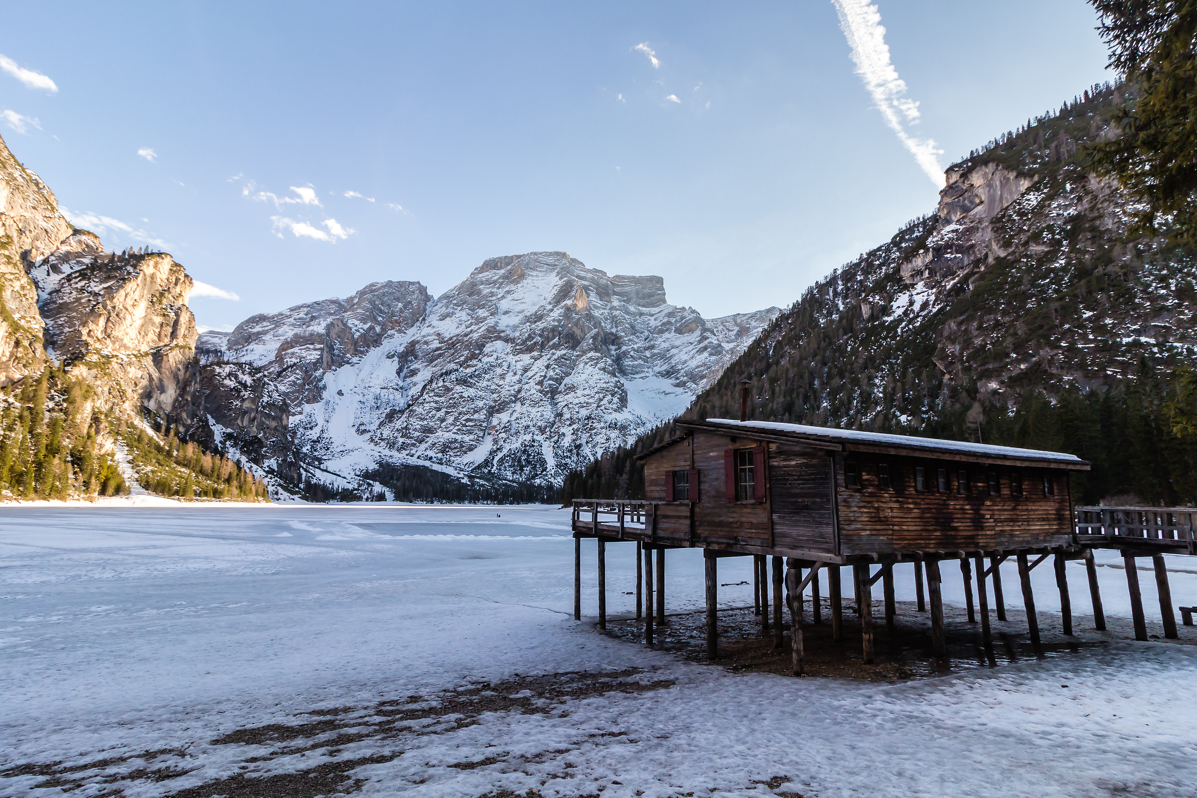 The famous pile dwelling on Lake Braies