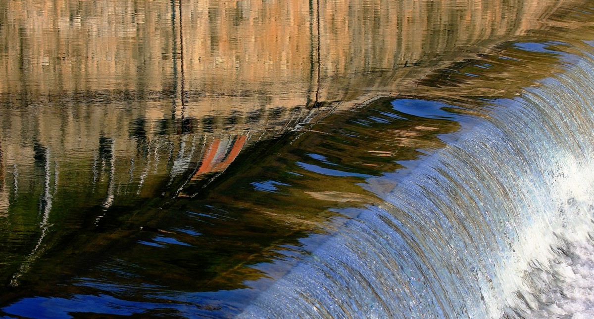 Reflections at waterfall