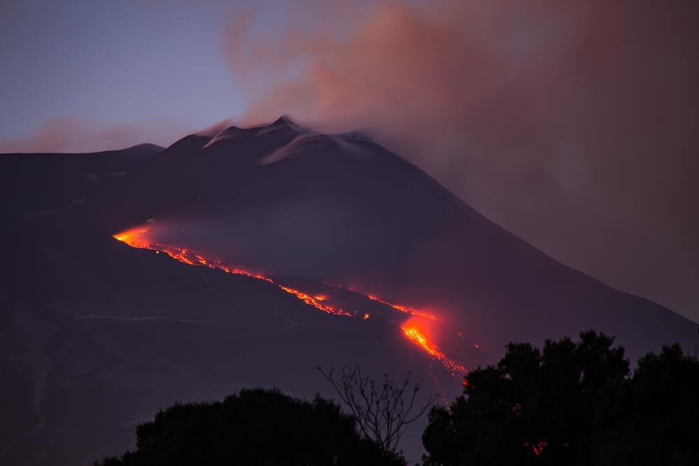 Etna Eruption at dusk.
