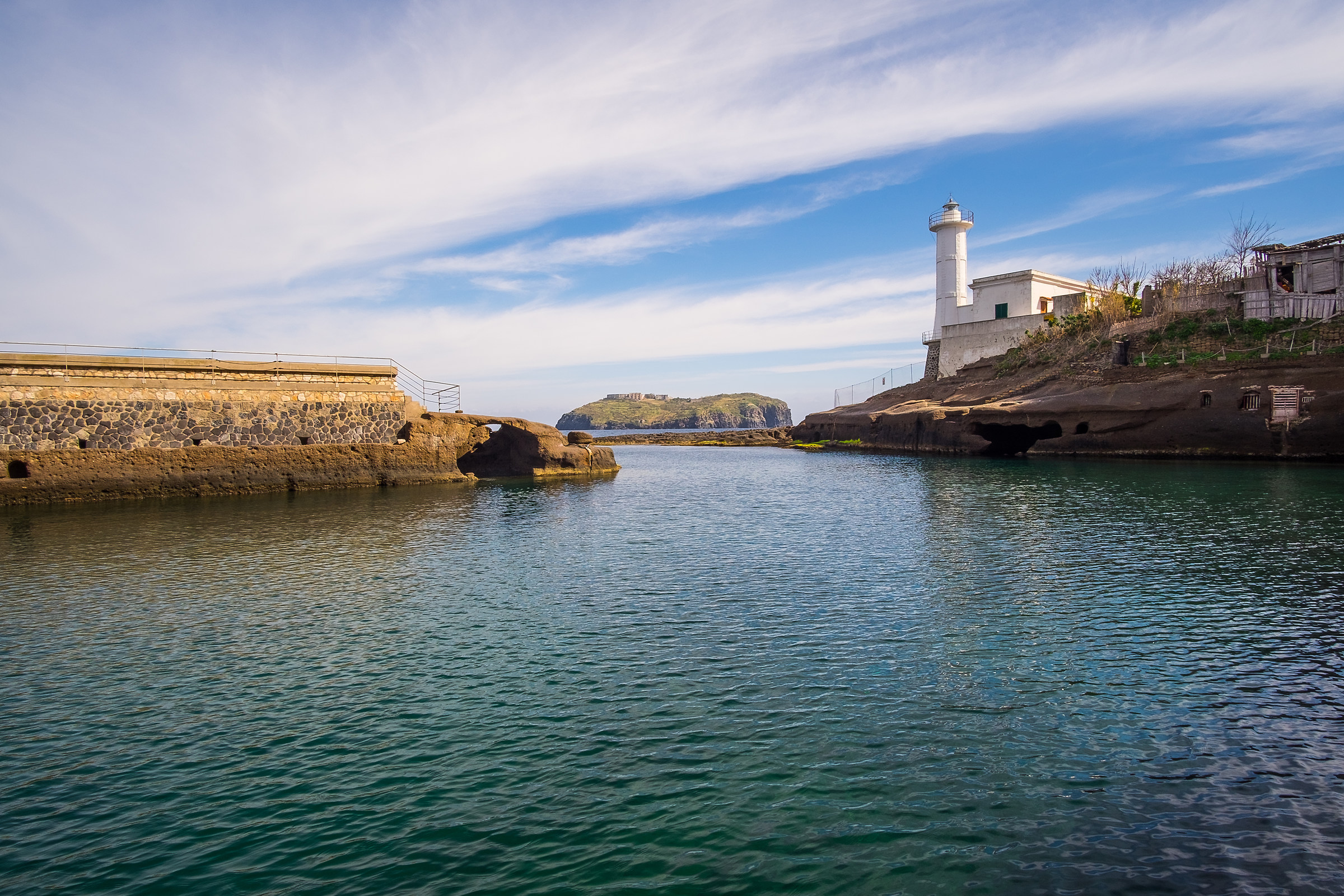 Porto Romano entrance and island of Santo Stefano