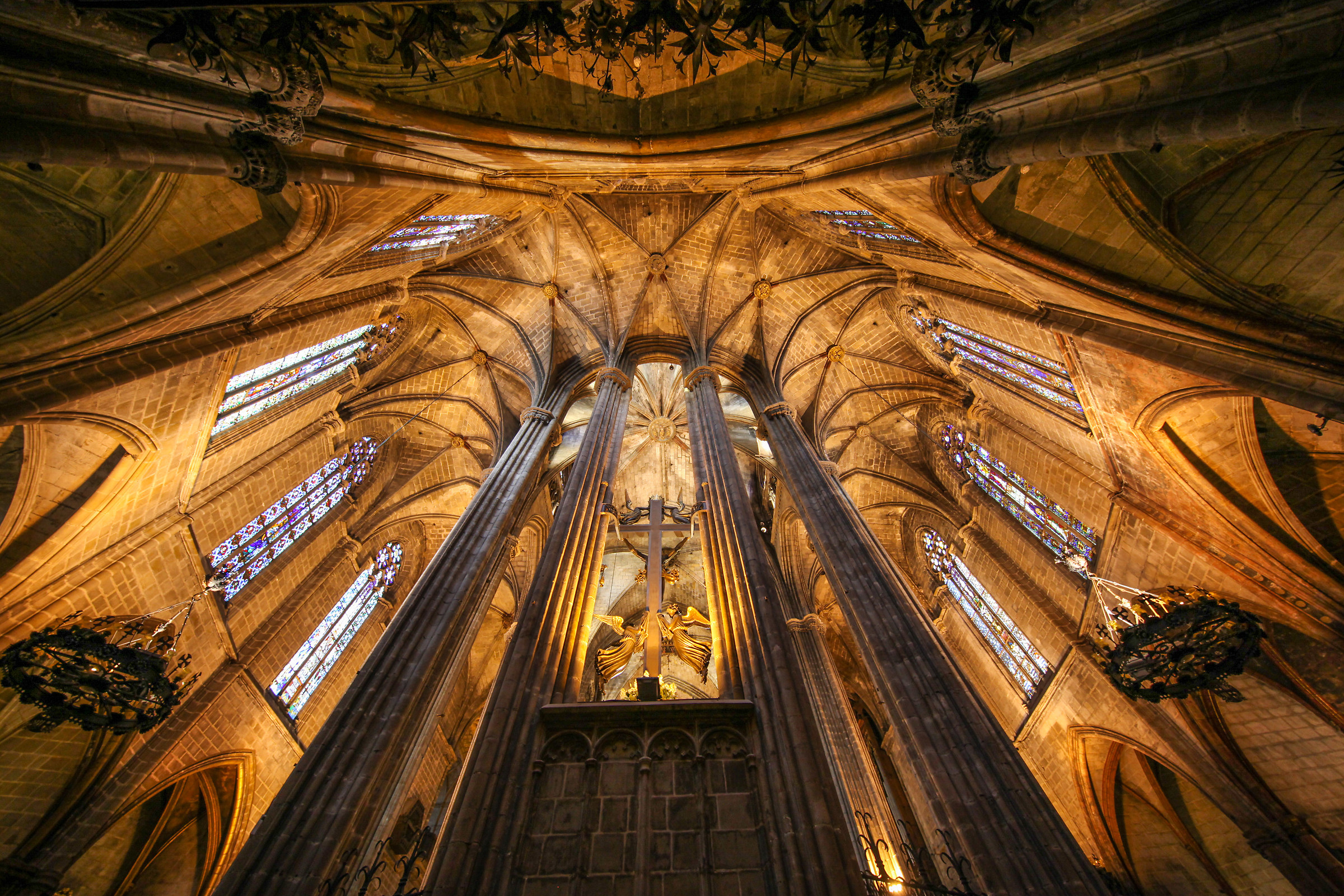 Looking up (Cathedral of Barcelona Spain)