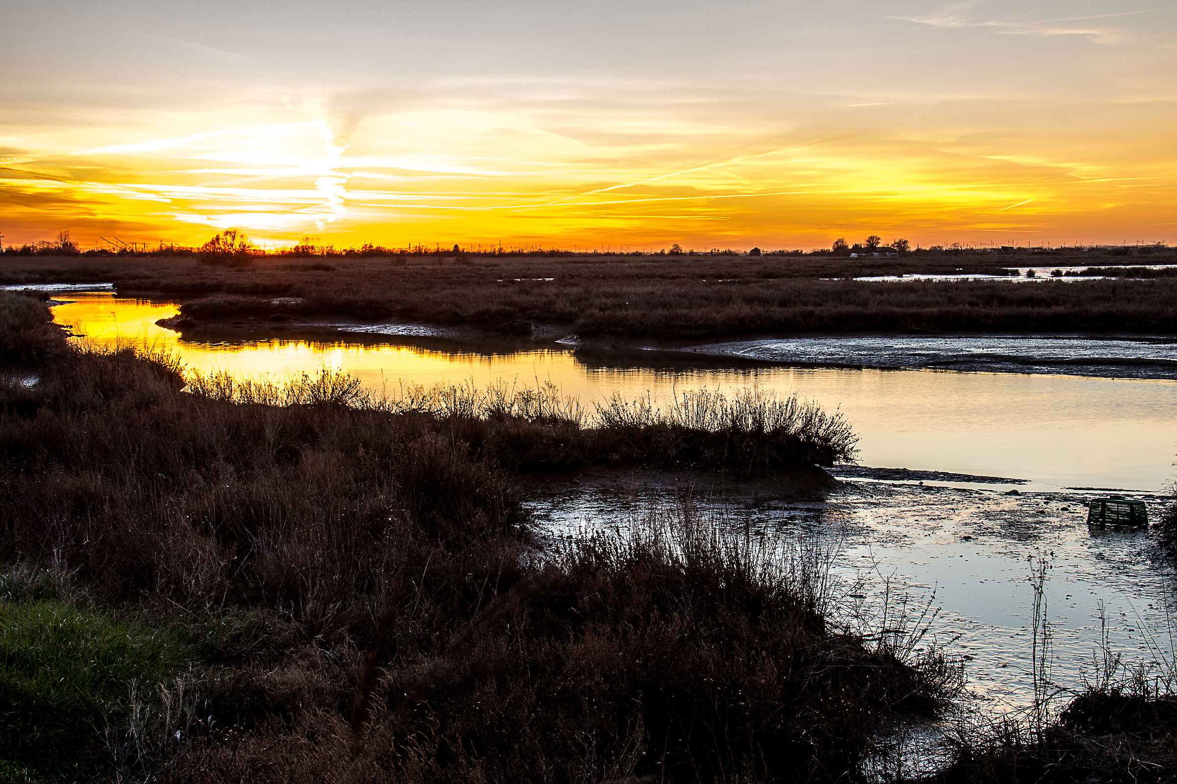 La salina al tramonto in febbraio