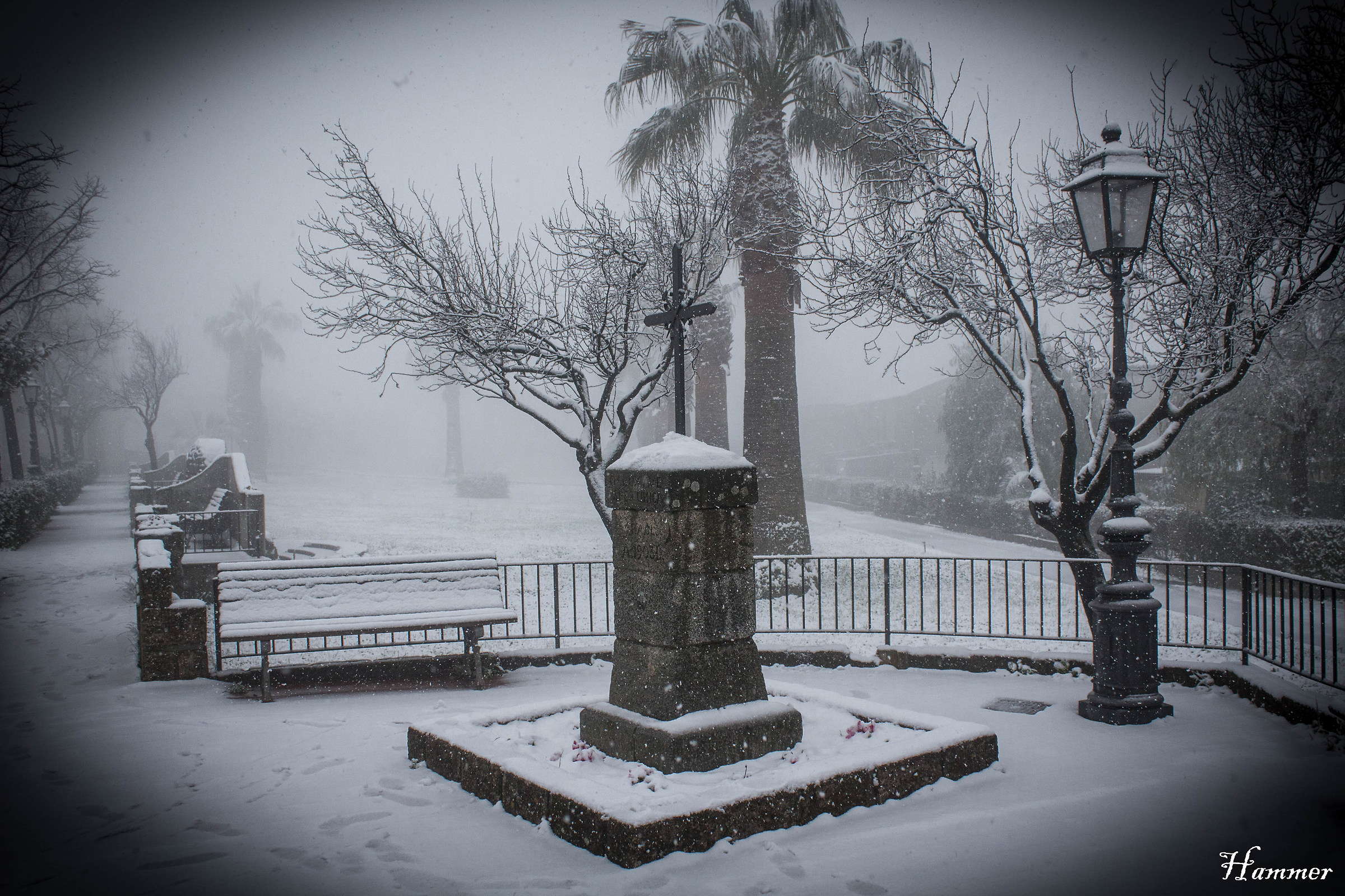 Viale di San Gregorio in snowy Staletti (cz)