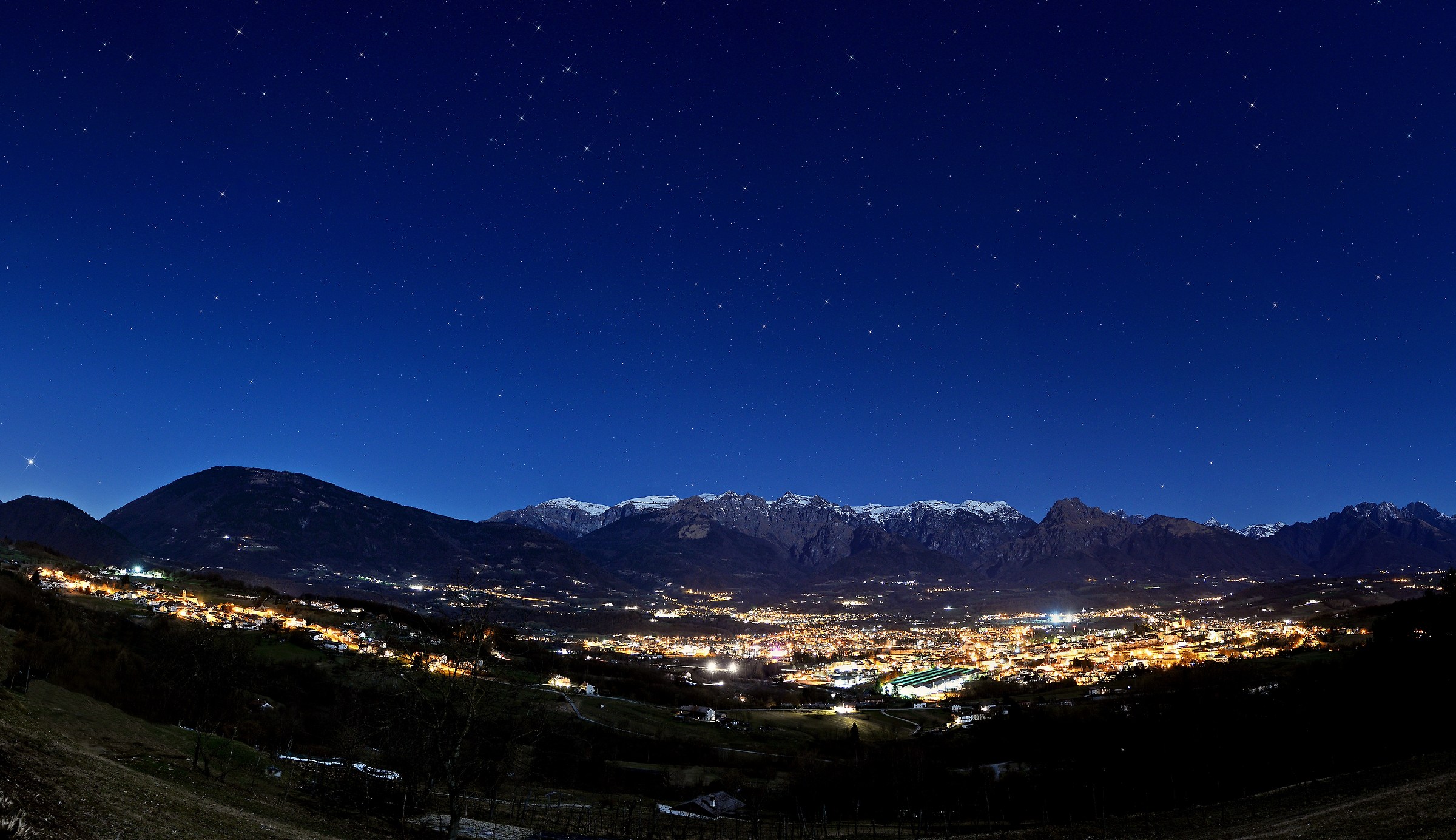 Starry Feltre with Venus at sunset