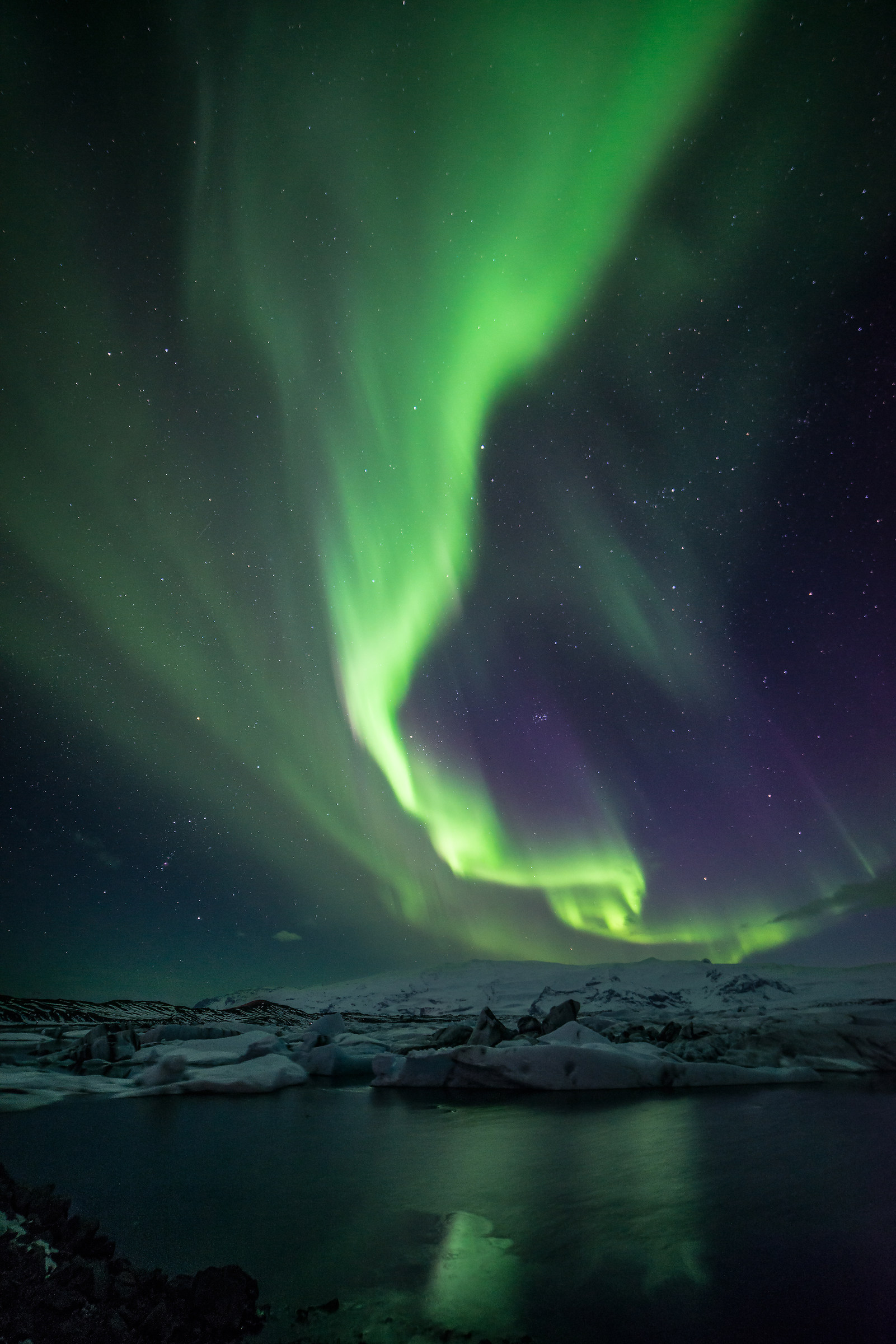 aurora at Jökulsárlón