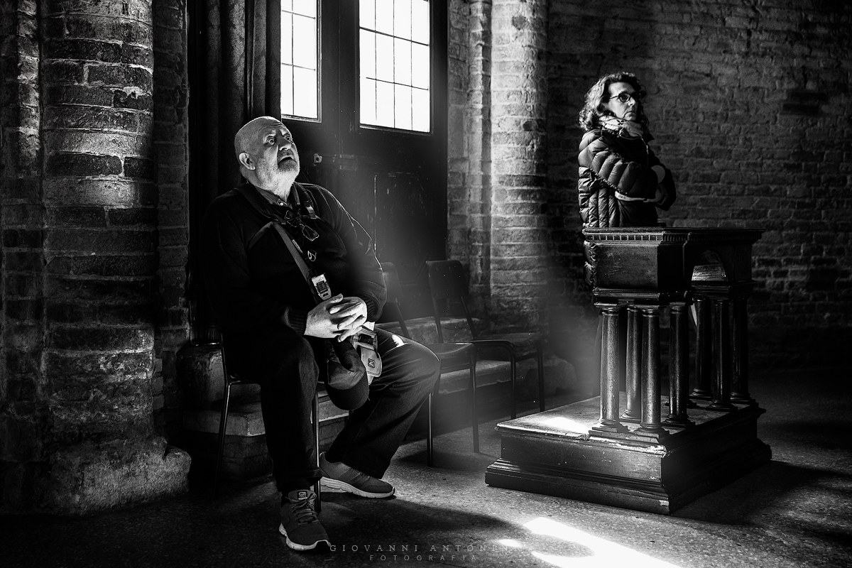 In prayer under a divine light