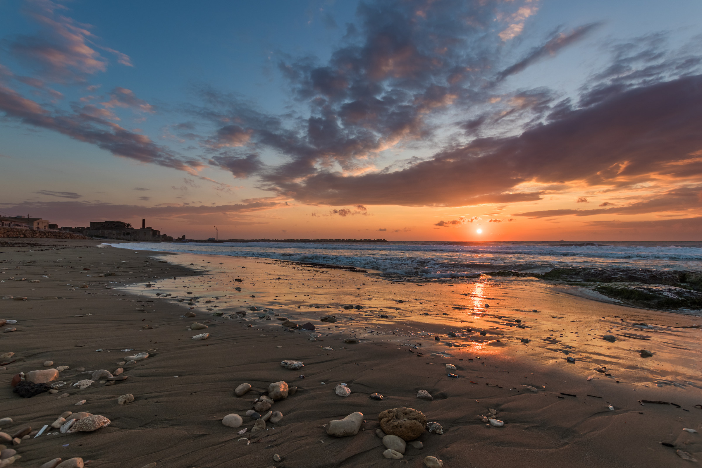 A marine town at dawn