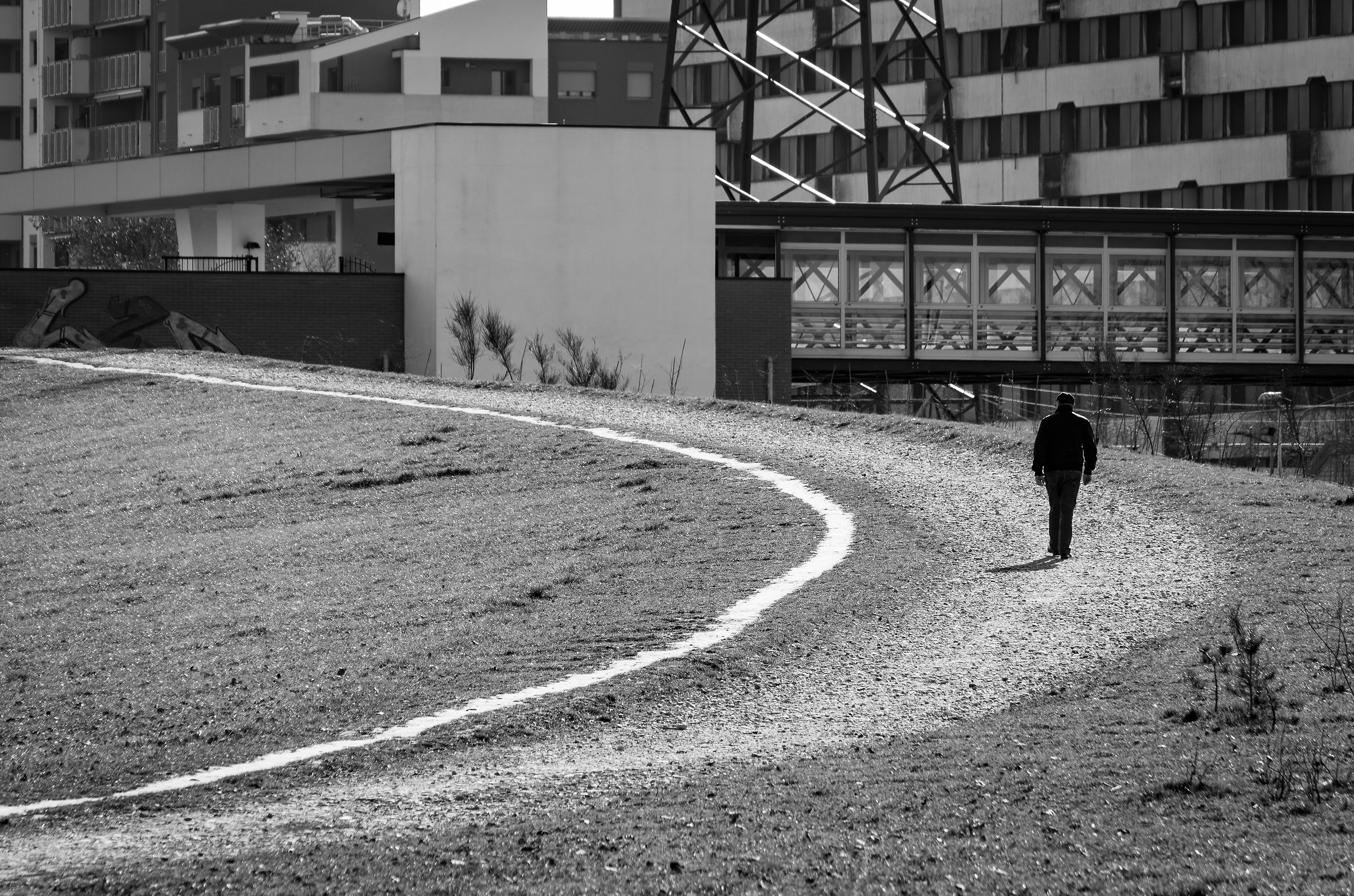 long and "curve" ran the road