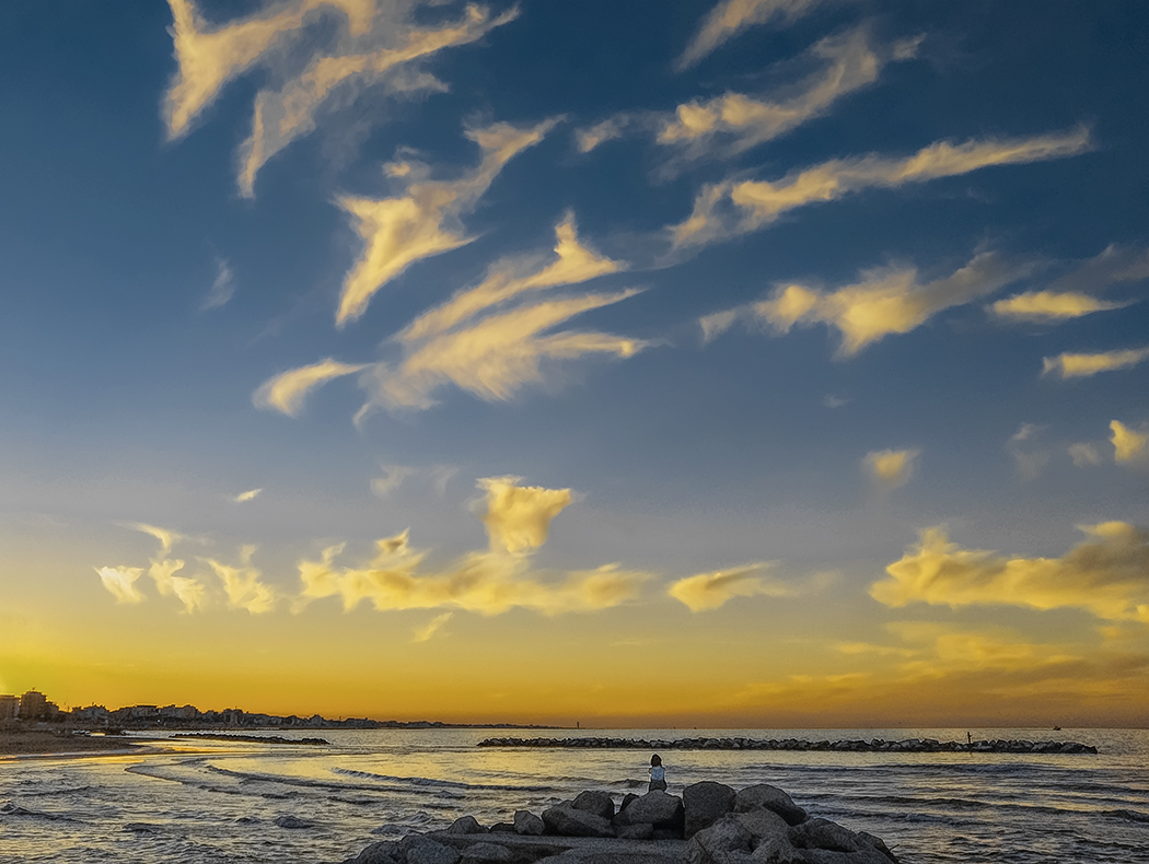 Davanti a un tramonto a Rimini