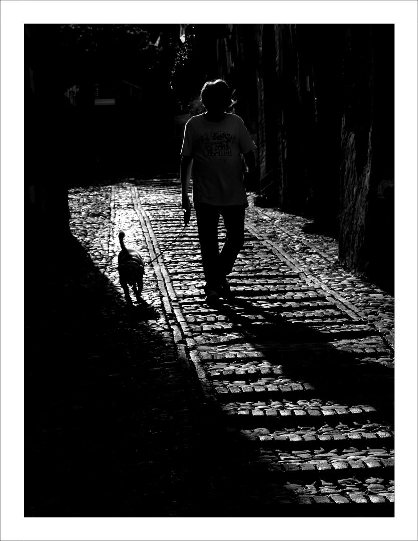 A passeggio con il cane _ b&w