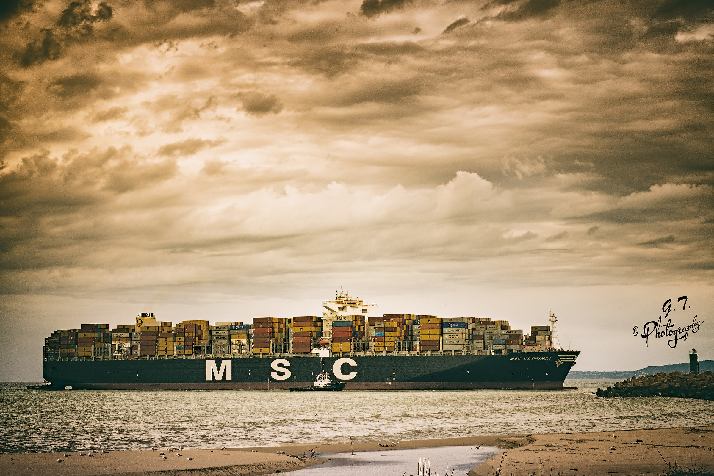 Ship entering the Port of Gioia Tauro