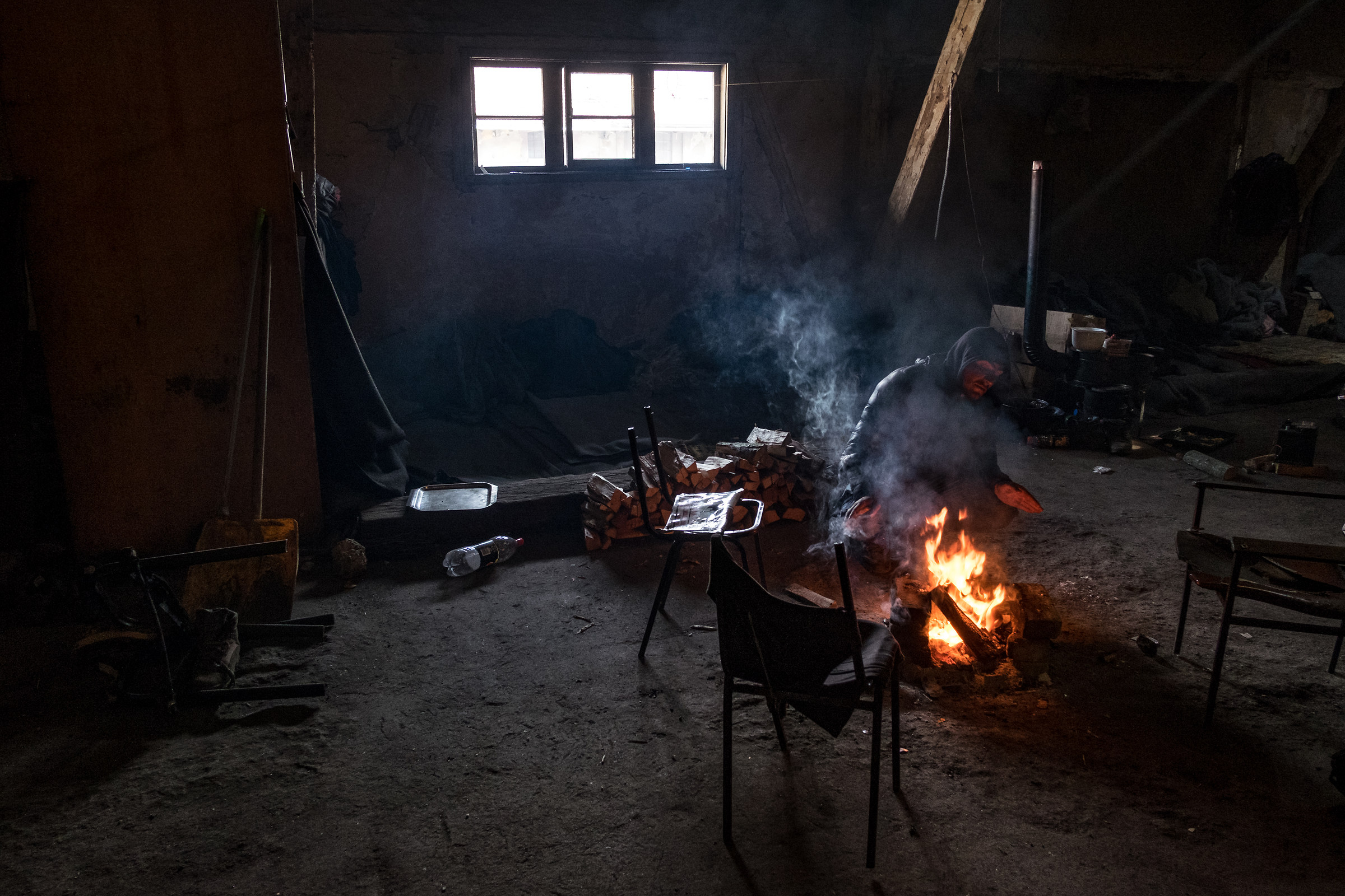 In a refugee camp in Belgrade