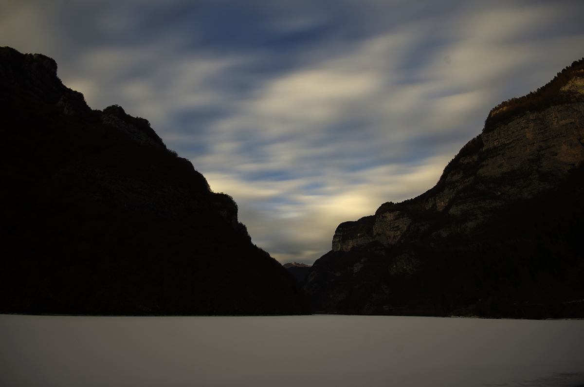 time stack on the frozen lake of Schener