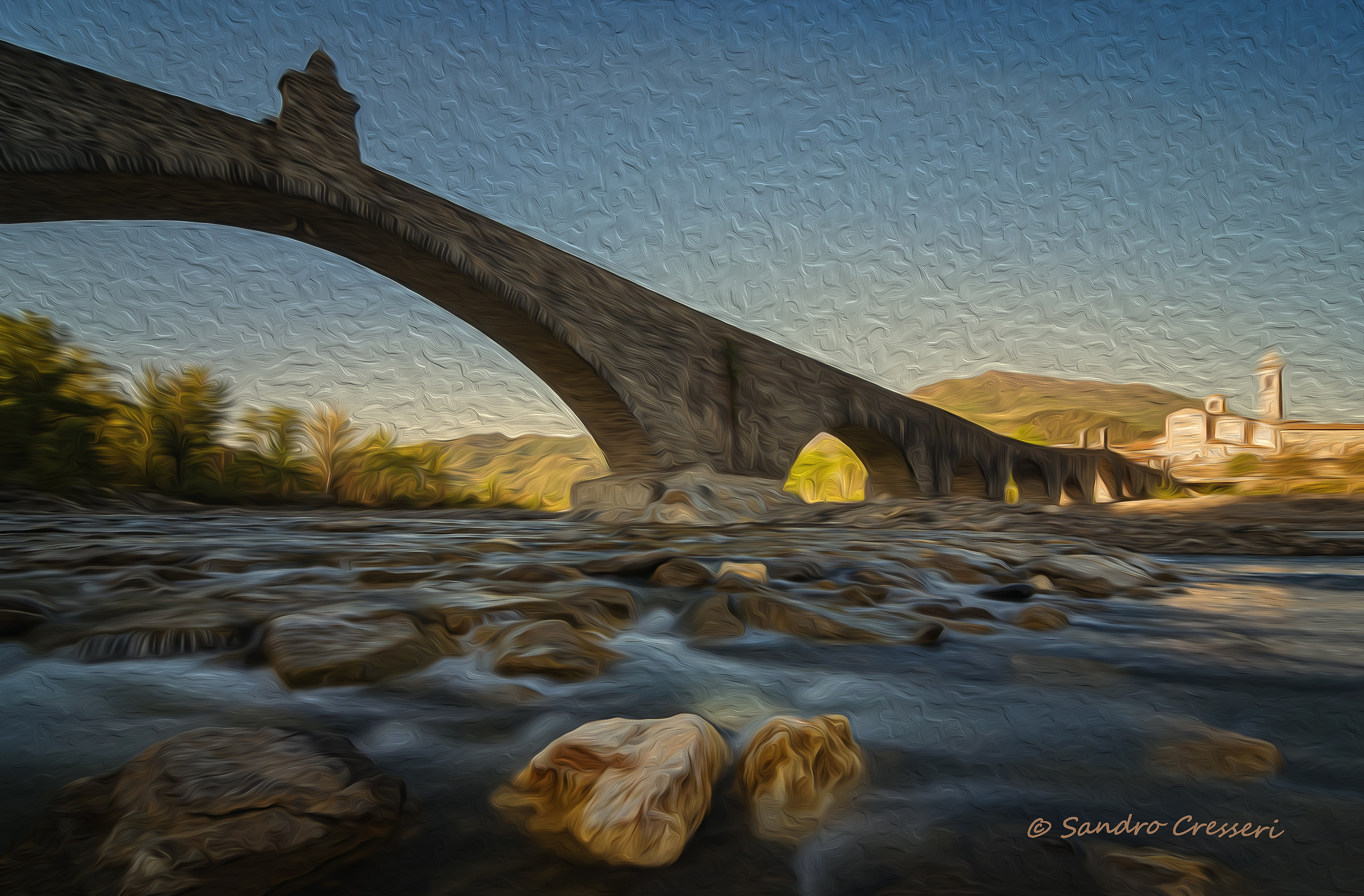 Ponte Gobbo Bobbio - Oil painting